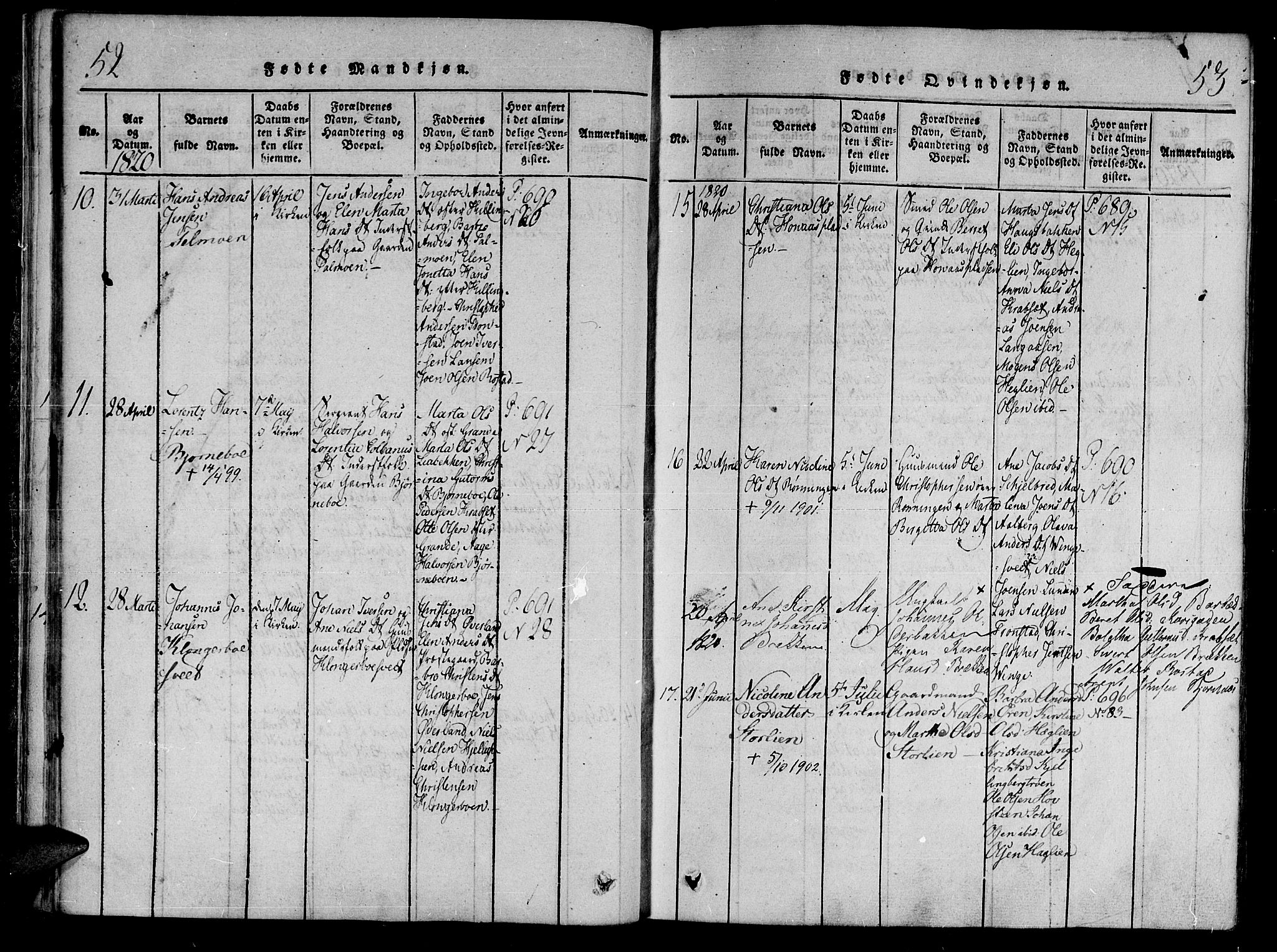 Ministerialprotokoller, klokkerbøker og fødselsregistre - Nord-Trøndelag, SAT/A-1458/701/L0005: Parish register (official) no. 701A05 /1, 1816-1825, p. 52-53