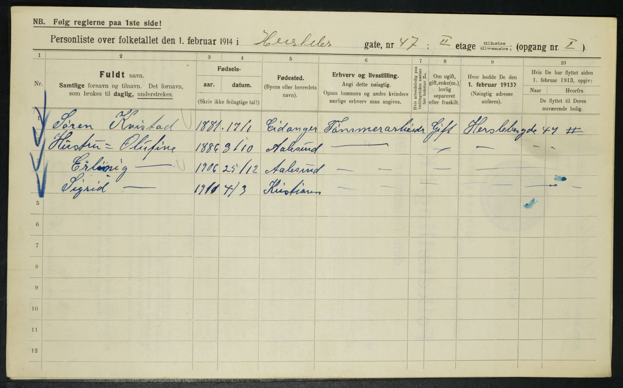 OBA, Municipal Census 1914 for Kristiania, 1914, p. 39888