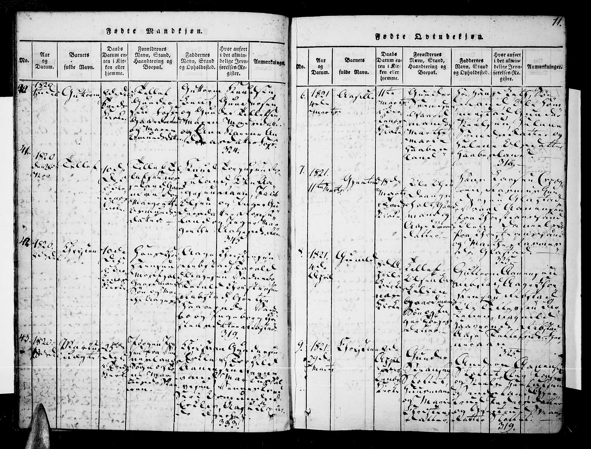 Tveit sokneprestkontor, AV/SAK-1111-0043/F/Fa/L0002: Parish register (official) no. A 2, 1820-1830, p. 11