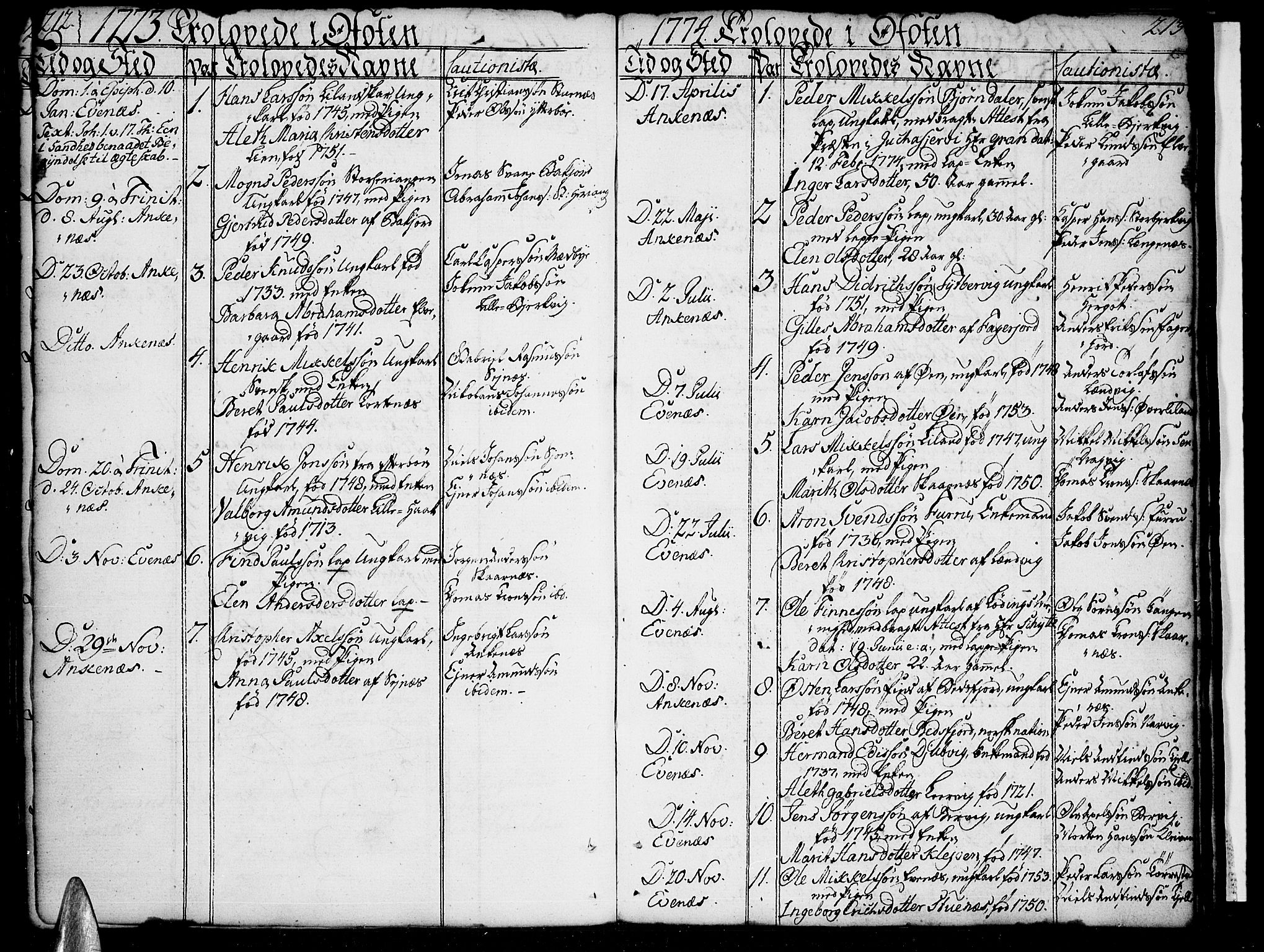 Ministerialprotokoller, klokkerbøker og fødselsregistre - Nordland, AV/SAT-A-1459/863/L0892: Parish register (official) no. 863A04, 1765-1794, p. 212-213