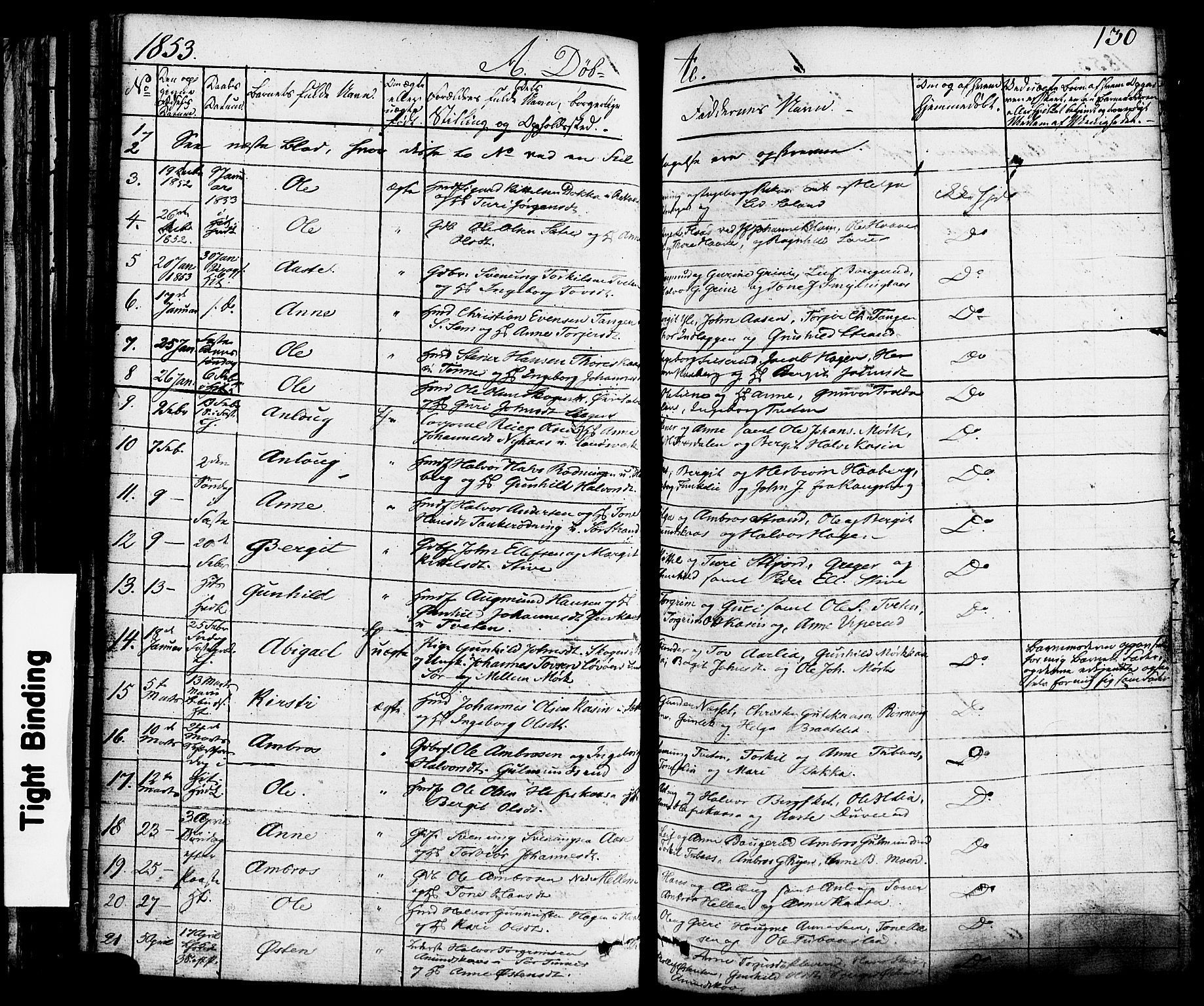 Heddal kirkebøker, AV/SAKO-A-268/F/Fa/L0006: Parish register (official) no. I 6, 1837-1854, p. 130