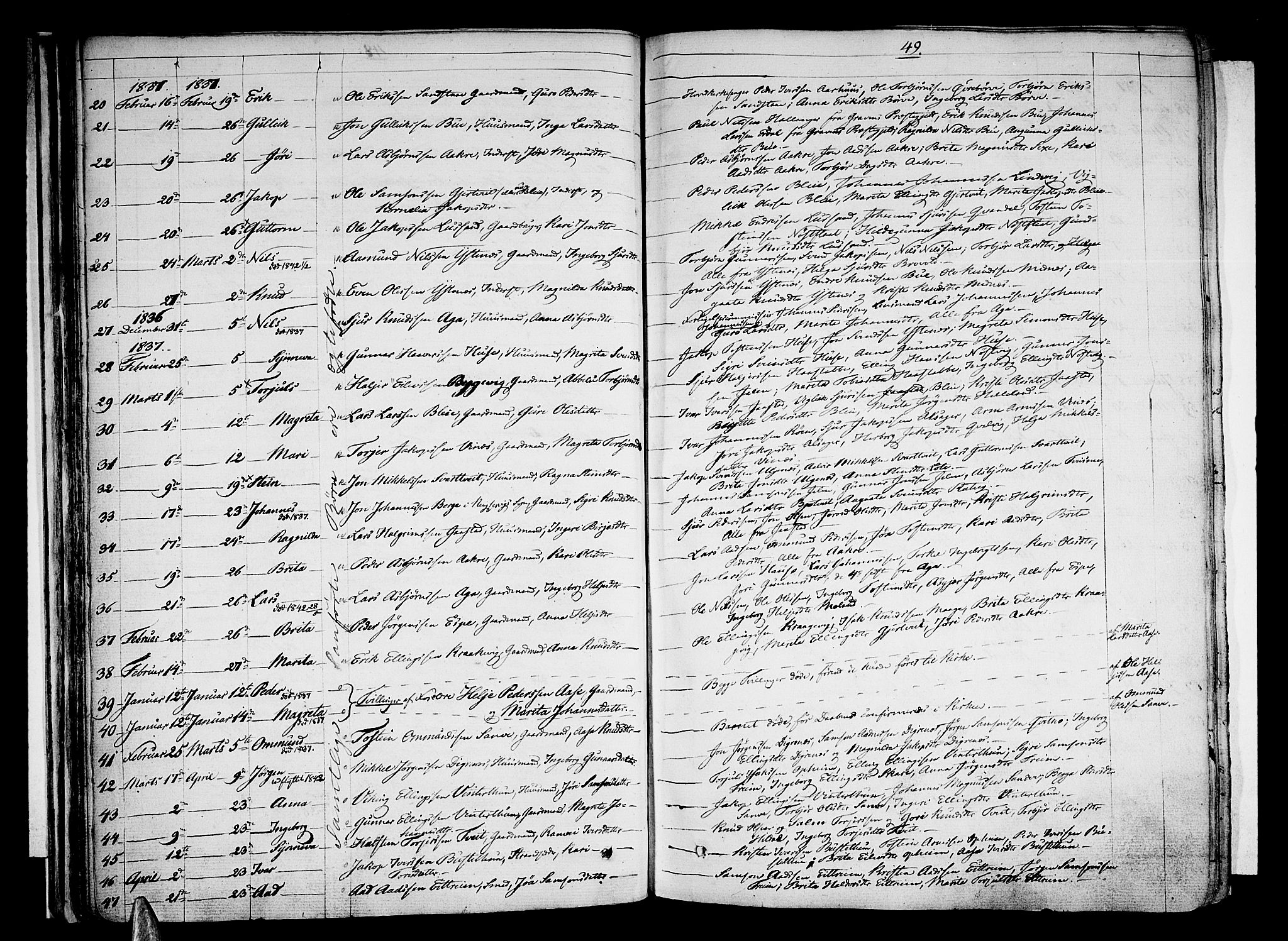 Ullensvang sokneprestembete, SAB/A-78701/H/Haa: Parish register (official) no. A 10, 1825-1853, p. 49