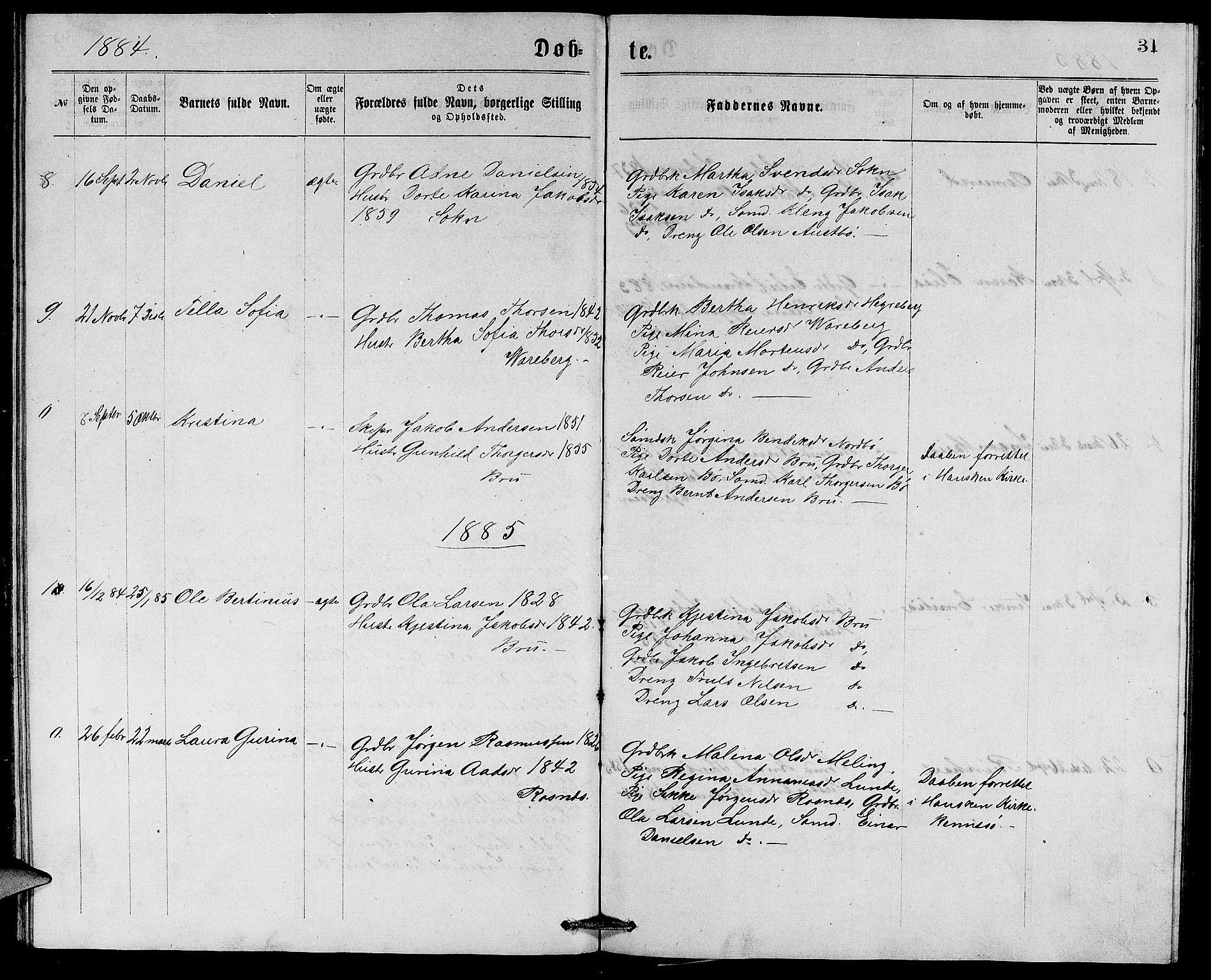Rennesøy sokneprestkontor, SAST/A -101827/H/Ha/Hab/L0005: Parish register (copy) no. B 5, 1871-1890, p. 31