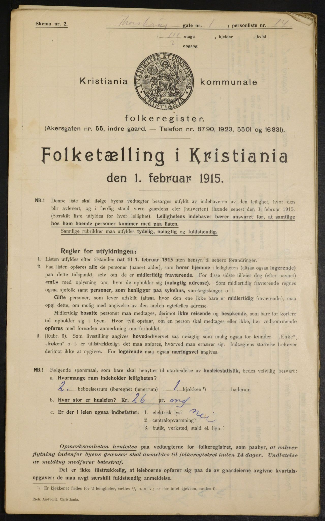 OBA, Municipal Census 1915 for Kristiania, 1915, p. 114736