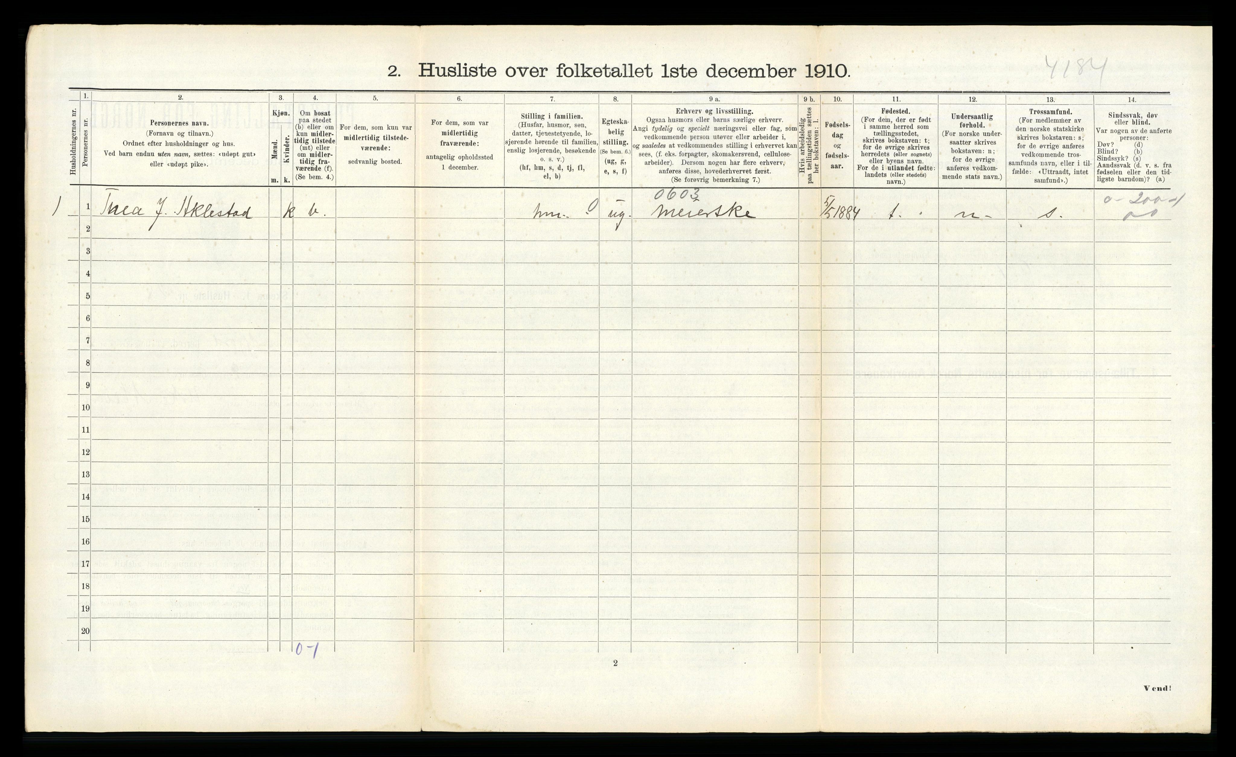 RA, 1910 census for Hjørundfjord, 1910, p. 123