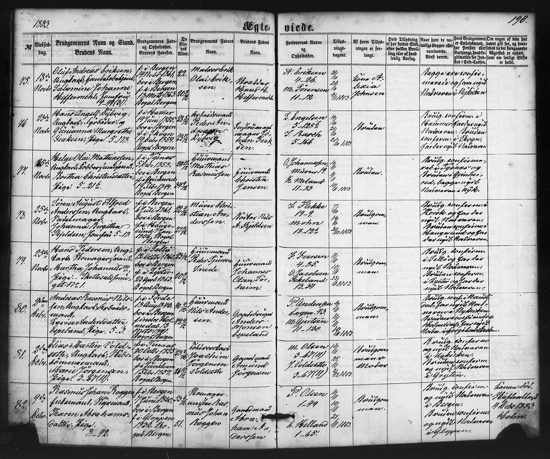 Nykirken Sokneprestembete, AV/SAB-A-77101/H/Haa/L0032: Parish register (official) no. D 2, 1861-1883, p. 198