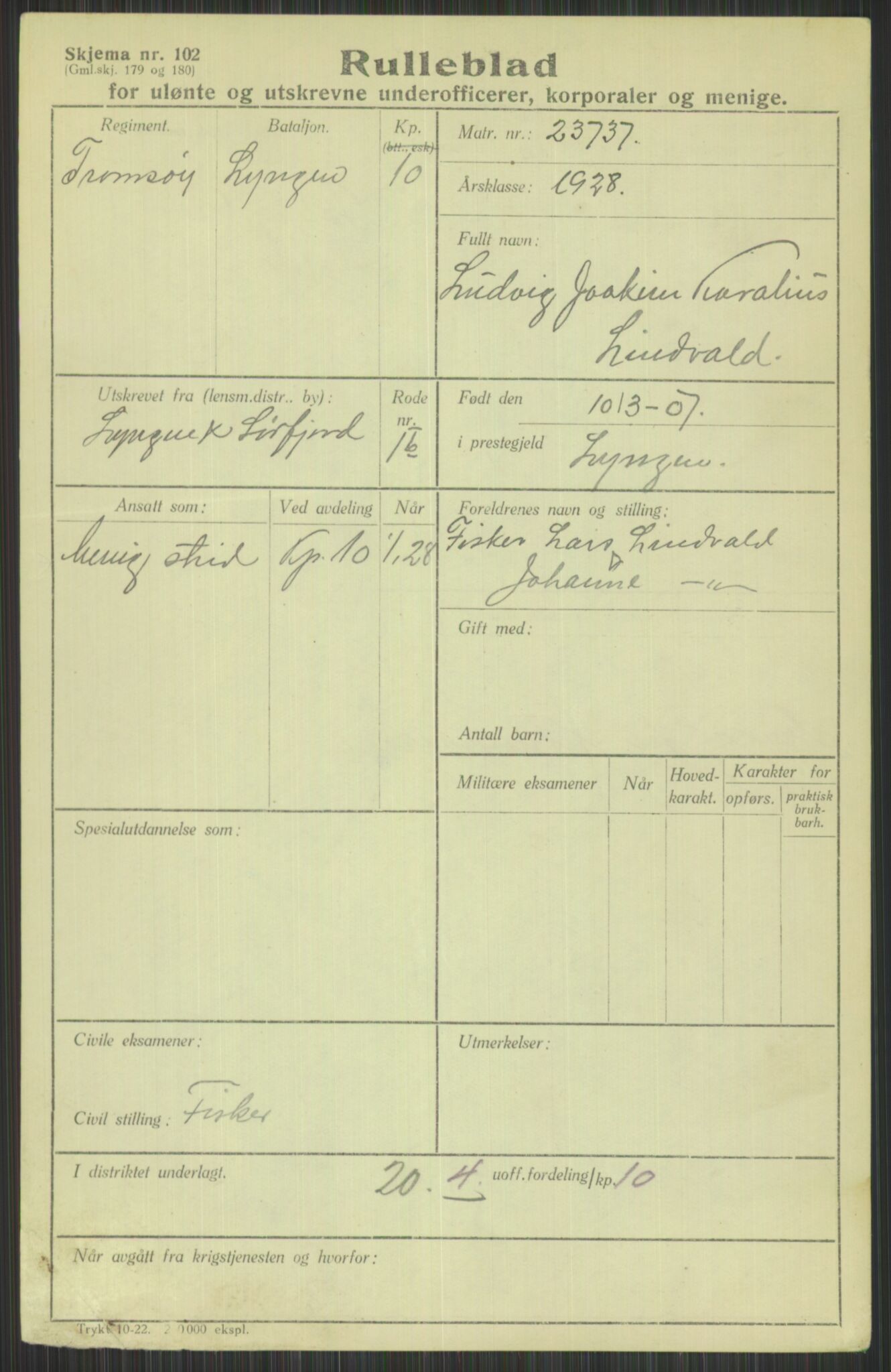 Forsvaret, Troms infanteriregiment nr. 16, AV/RA-RAFA-3146/P/Pa/L0013/0003: Rulleblad / Rulleblad for regimentets menige mannskaper, årsklasse 1928, 1928, p. 457