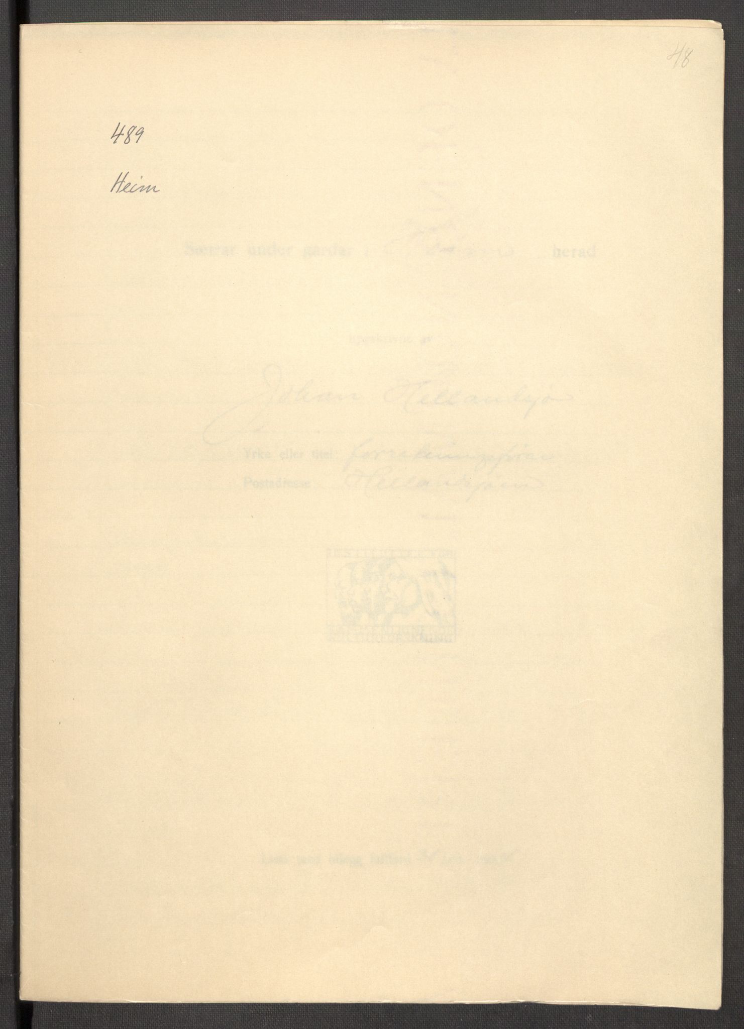 Instituttet for sammenlignende kulturforskning, RA/PA-0424/F/Fc/L0013/0004: Eske B13: / Sør-Trøndelag (perm XXXVIII), 1933-1936, p. 48