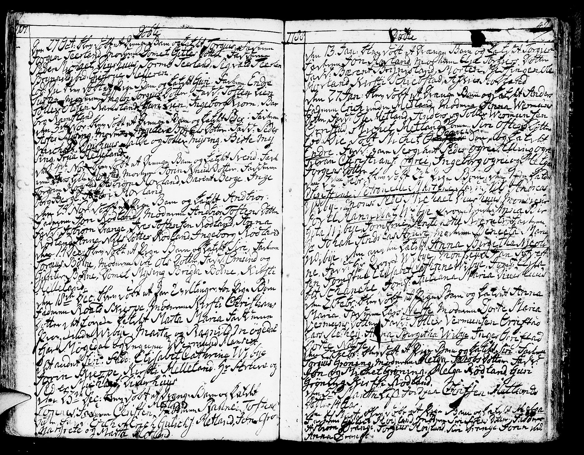 Helleland sokneprestkontor, SAST/A-101810: Parish register (official) no. A 2 /1, 1762-1791, p. 42