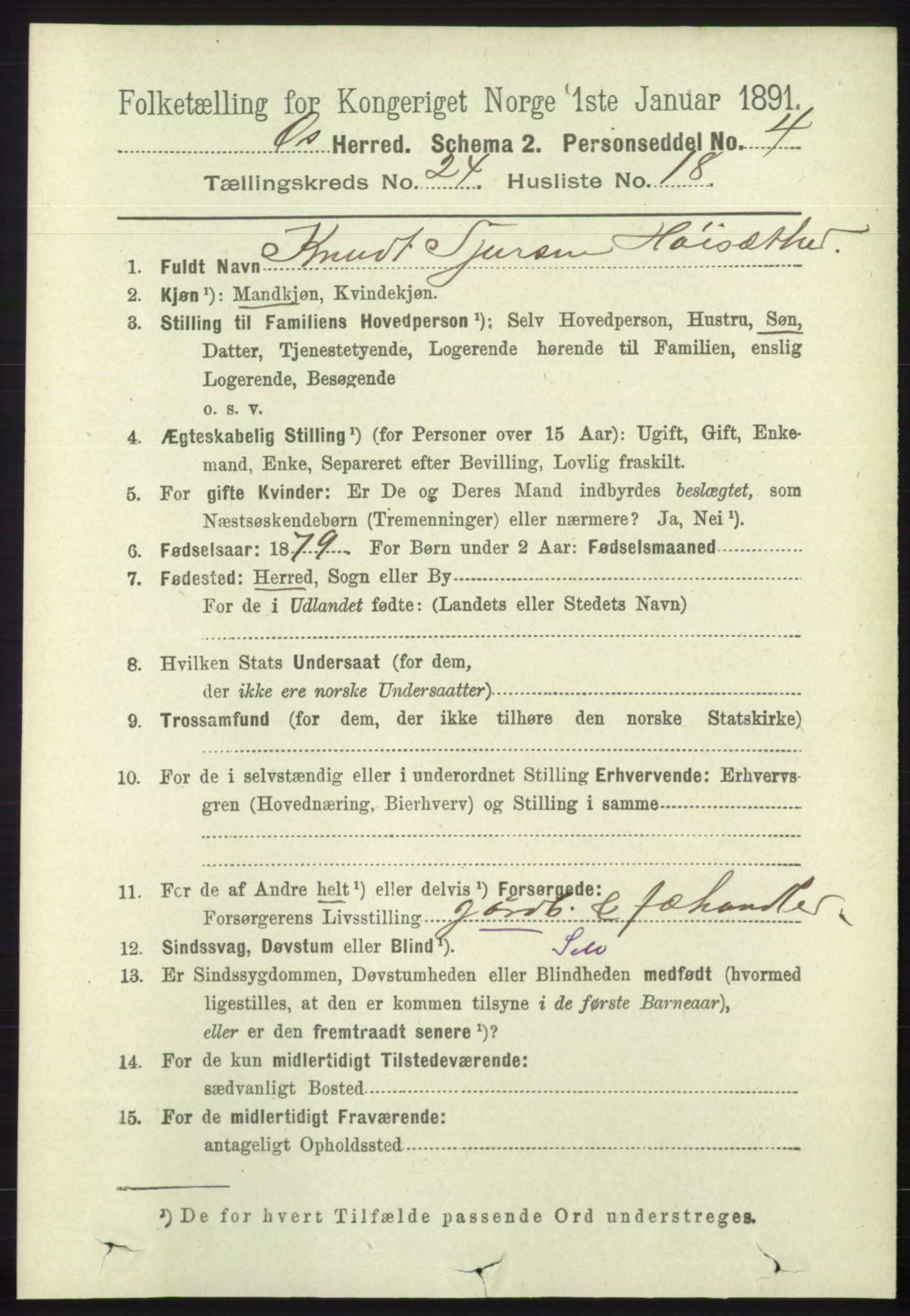 RA, 1891 census for 1243 Os, 1891, p. 5327