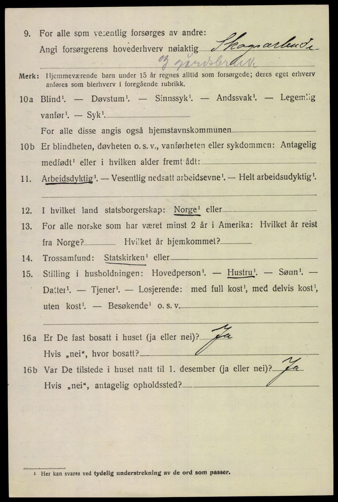 SAK, 1920 census for Tveit, 1920, p. 3199