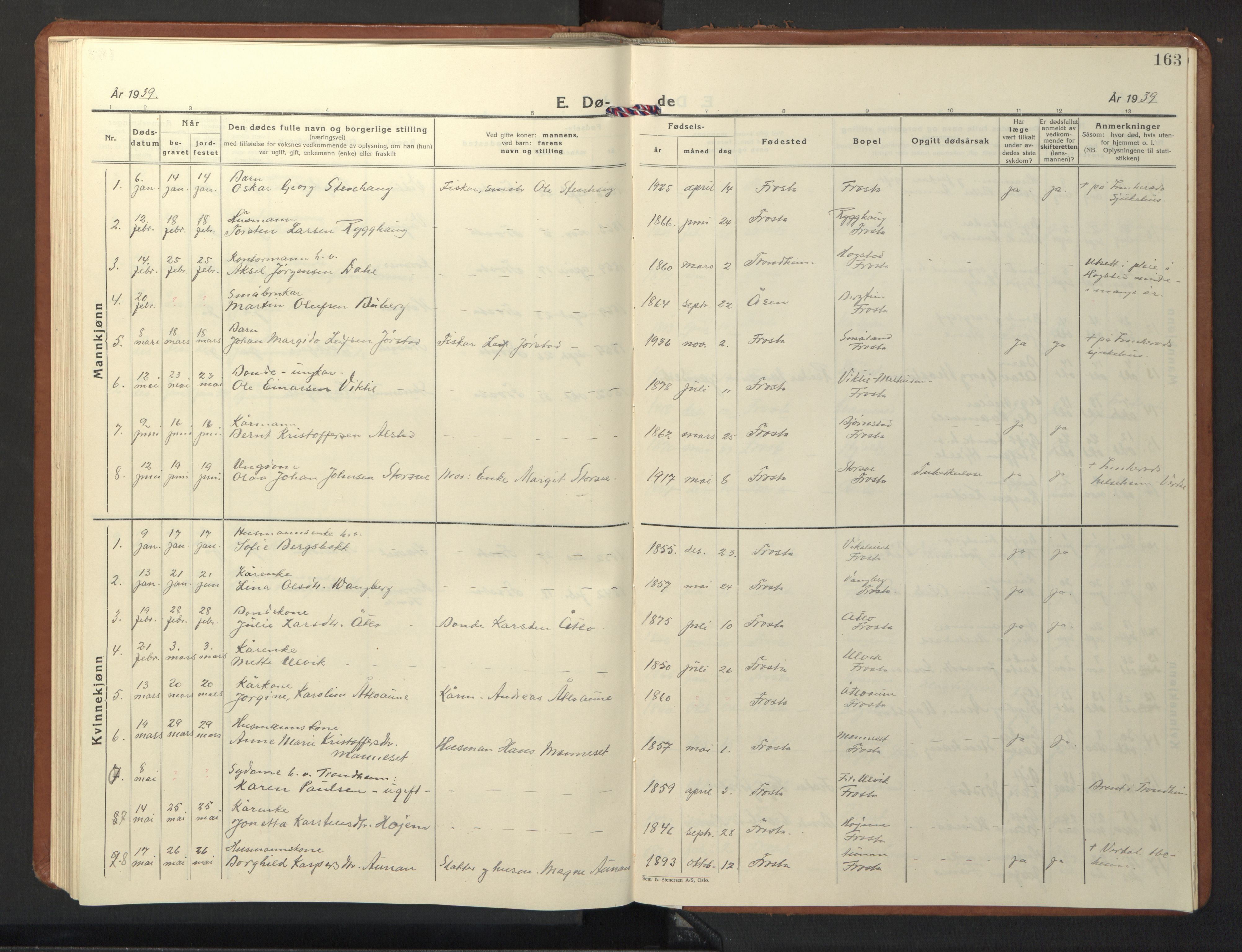 Ministerialprotokoller, klokkerbøker og fødselsregistre - Nord-Trøndelag, SAT/A-1458/713/L0125: Parish register (copy) no. 713C02, 1931-1941, p. 163