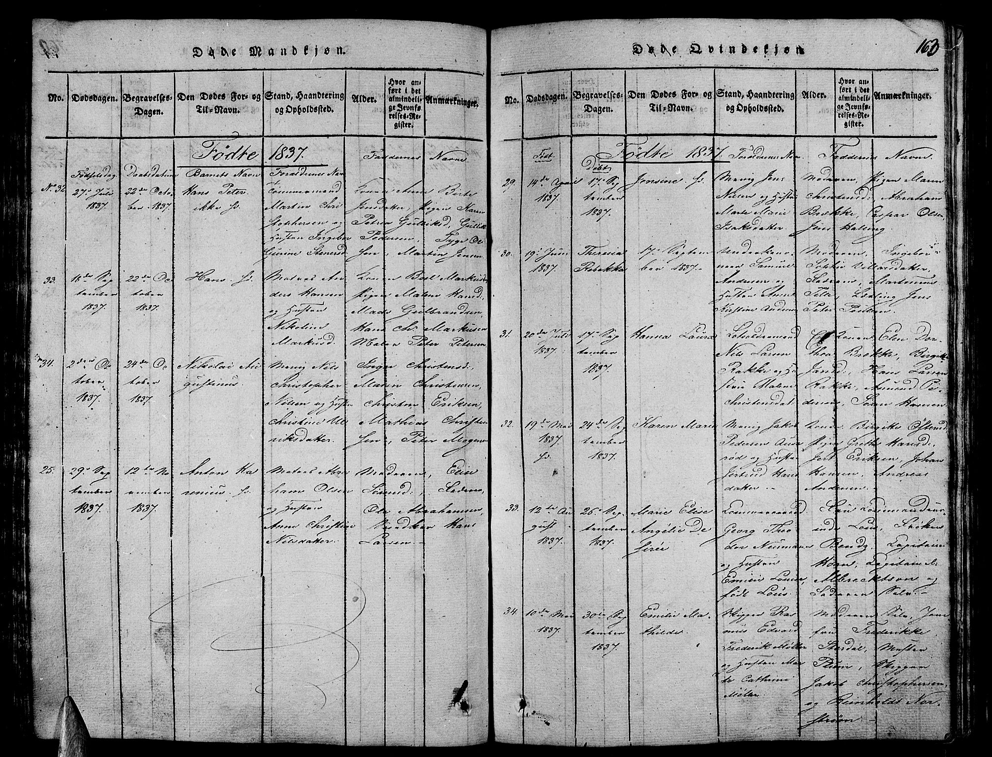 Stavern kirkebøker, SAKO/A-318/G/Ga/L0001: Parish register (copy) no. 1, 1817-1841, p. 163
