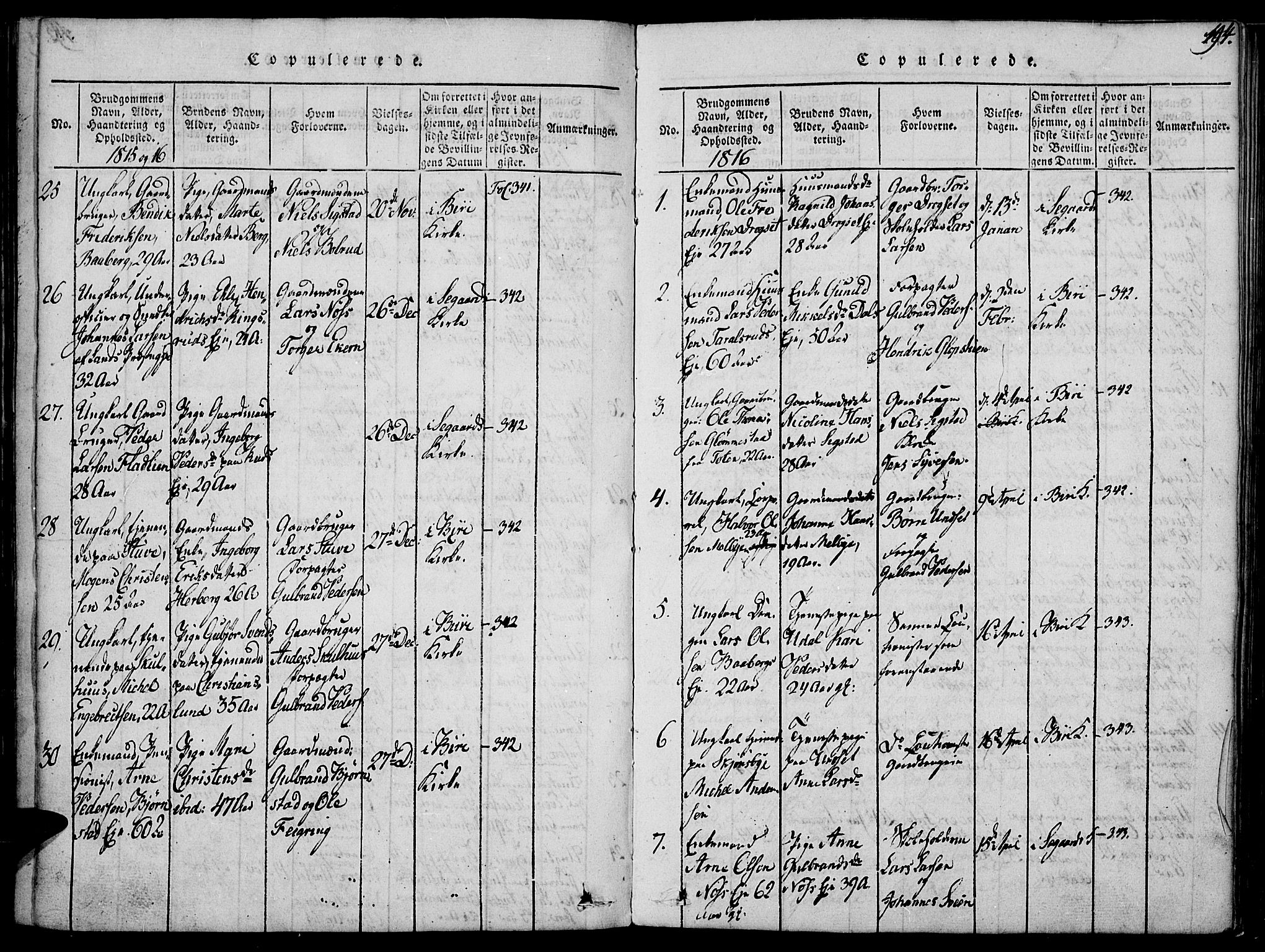 Biri prestekontor, SAH/PREST-096/H/Ha/Haa/L0003: Parish register (official) no. 3, 1814-1828, p. 194