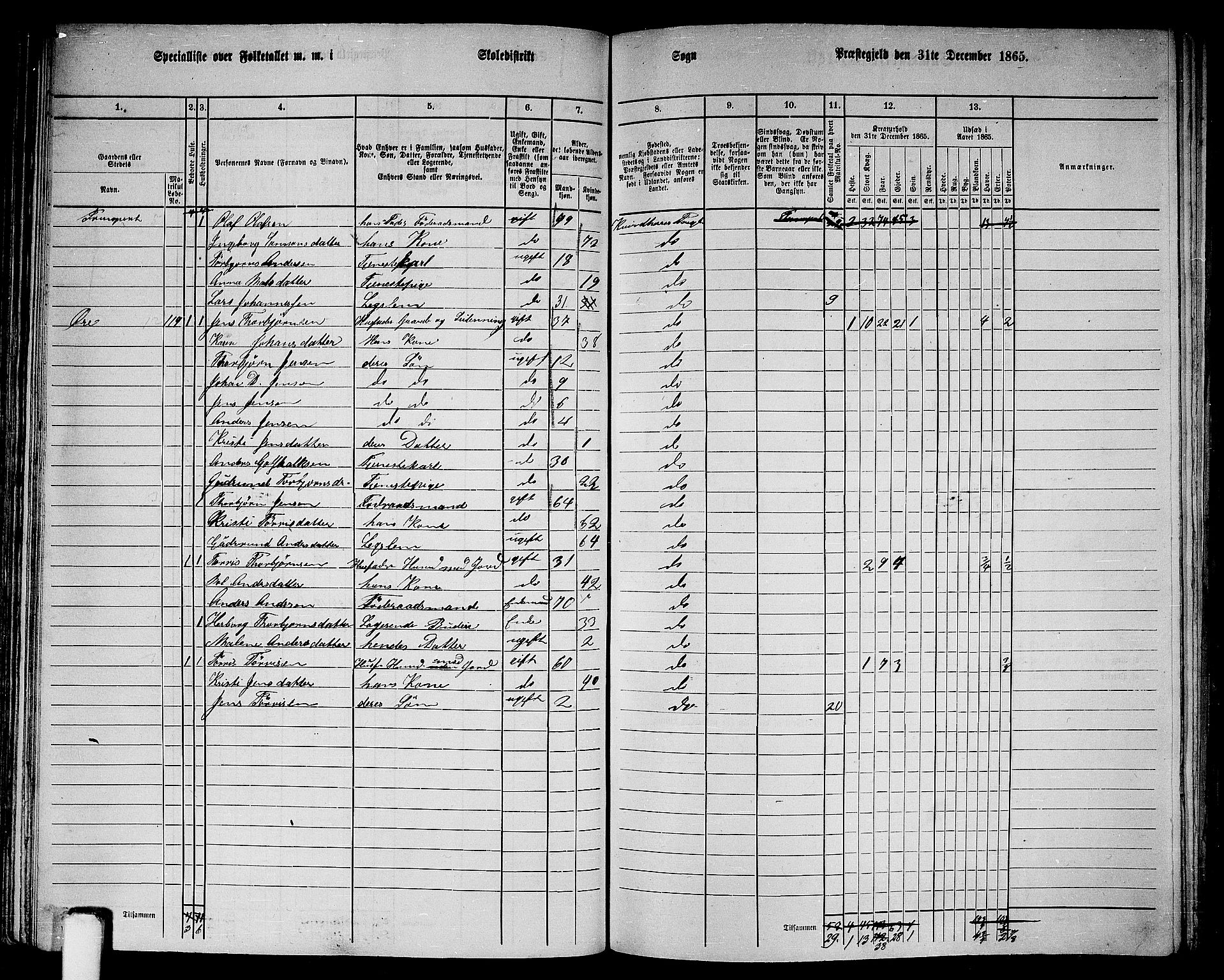 RA, 1865 census for Kvinnherad, 1865, p. 70