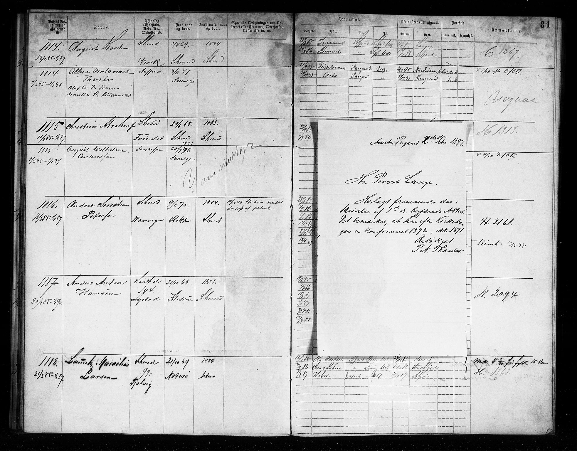 Sandefjord innrulleringskontor, AV/SAKO-A-788/F/Fa/L0004: Annotasjonsrulle, 1879-1889, p. 84