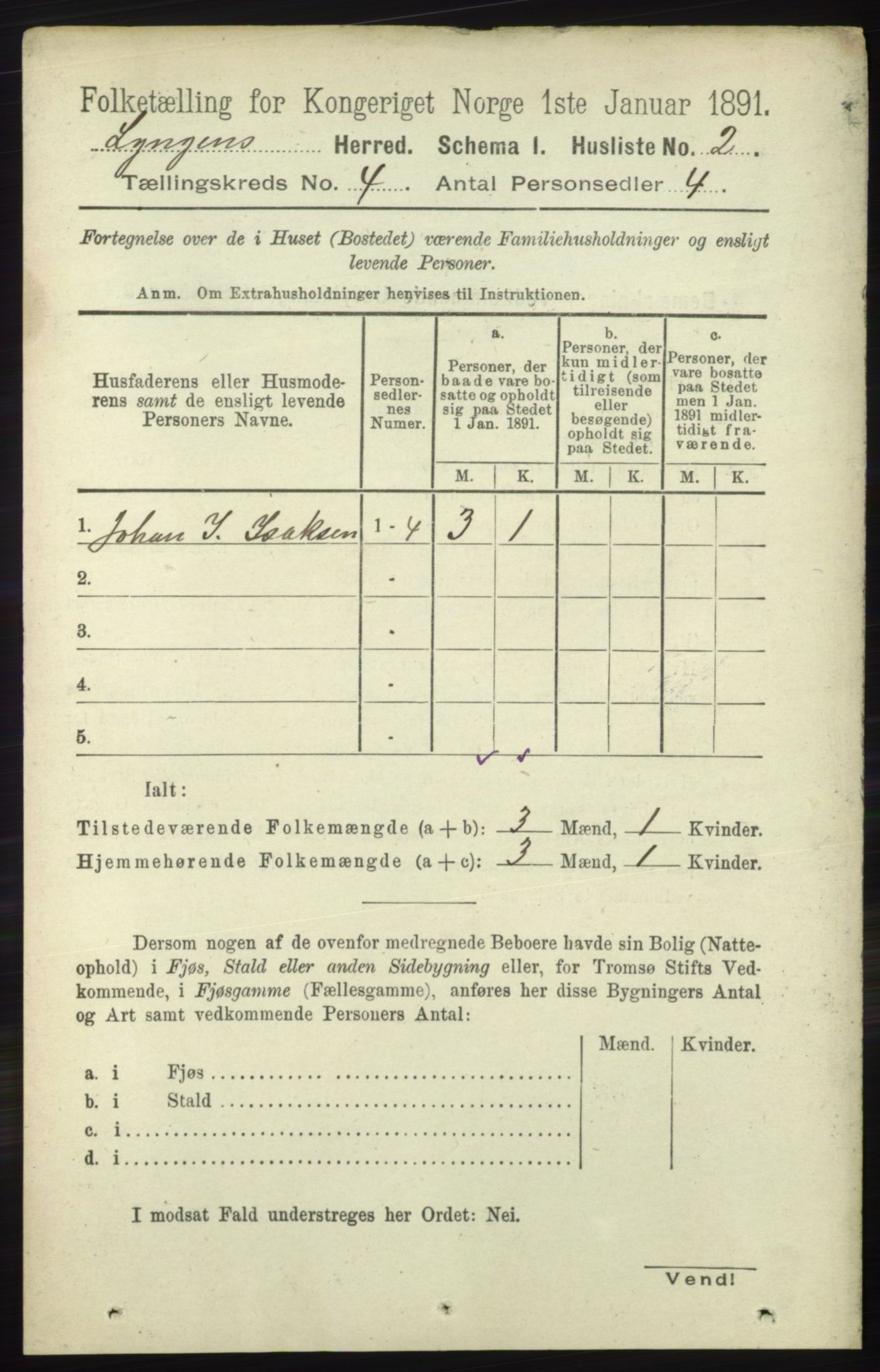 RA, 1891 census for 1938 Lyngen, 1891, p. 3586