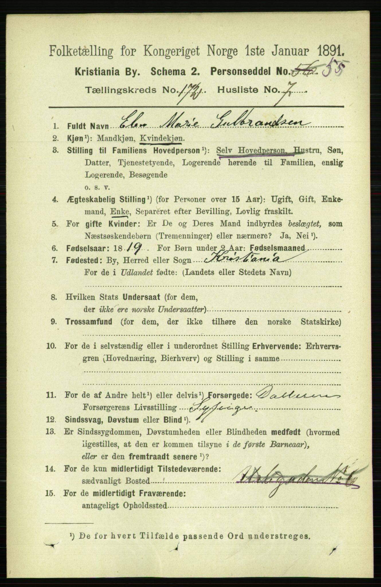RA, 1891 census for 0301 Kristiania, 1891, p. 102121