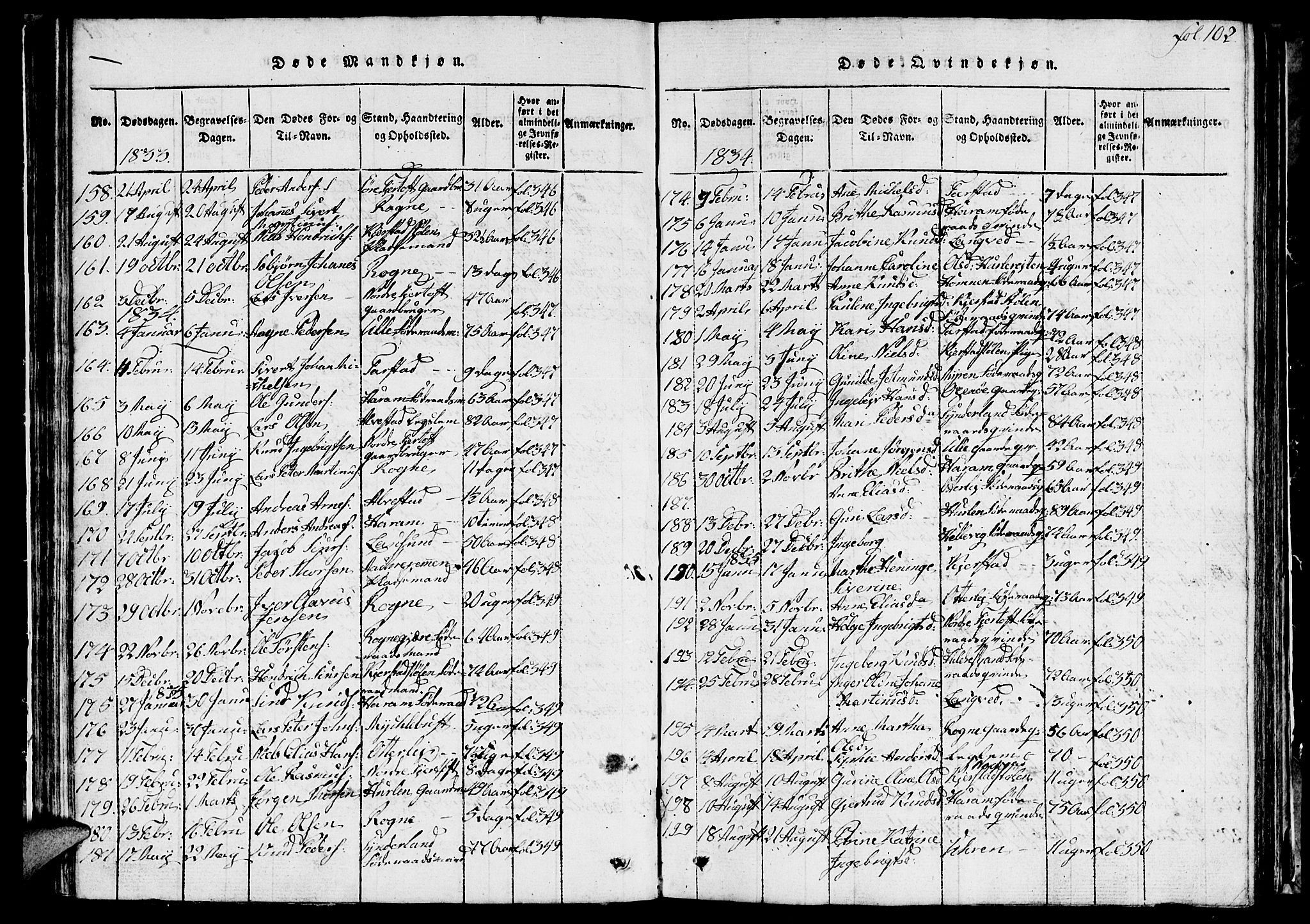 Ministerialprotokoller, klokkerbøker og fødselsregistre - Møre og Romsdal, SAT/A-1454/536/L0506: Parish register (copy) no. 536C01, 1818-1859, p. 102