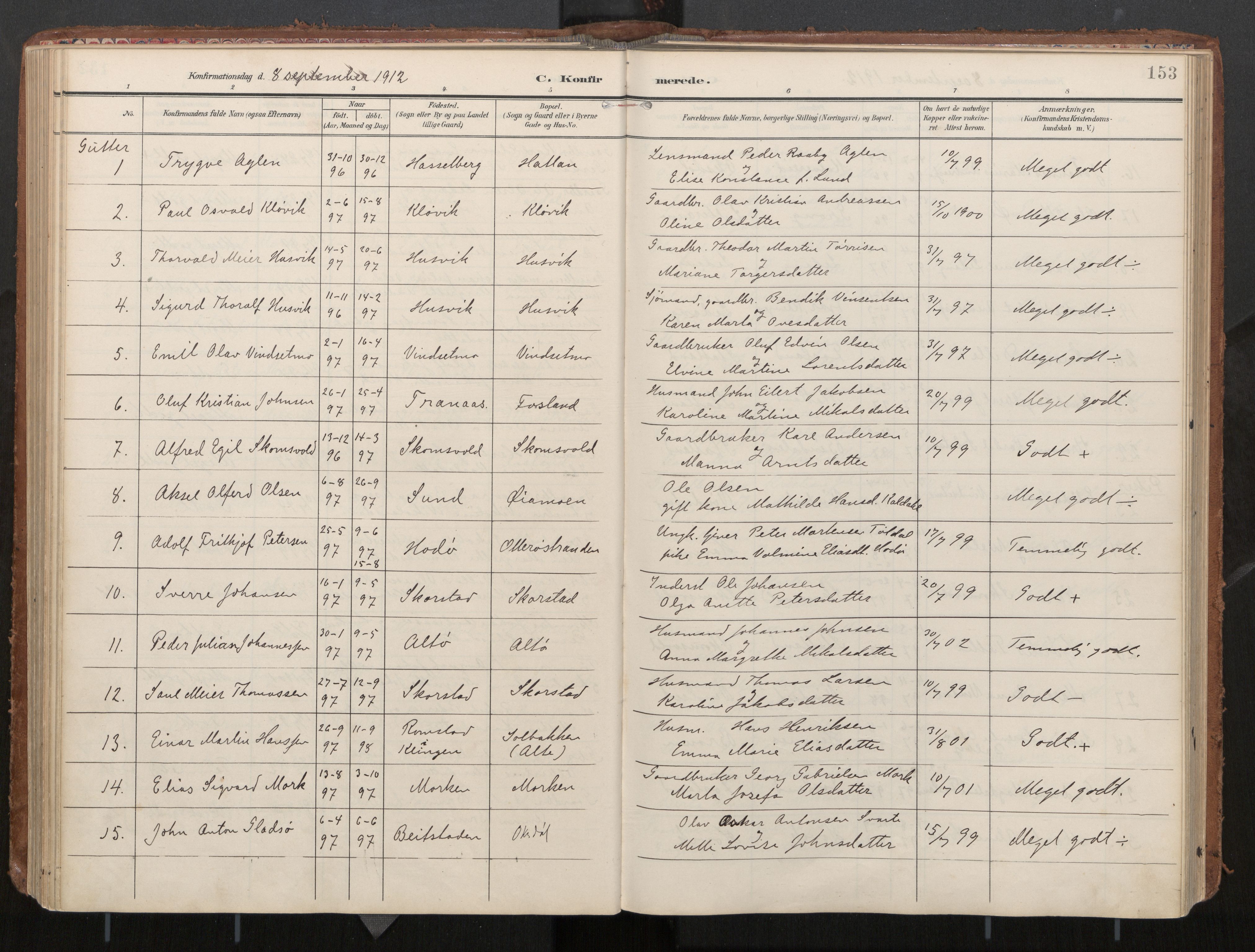 Ministerialprotokoller, klokkerbøker og fødselsregistre - Nord-Trøndelag, SAT/A-1458/774/L0629: Parish register (official), 1904-1926, p. 153