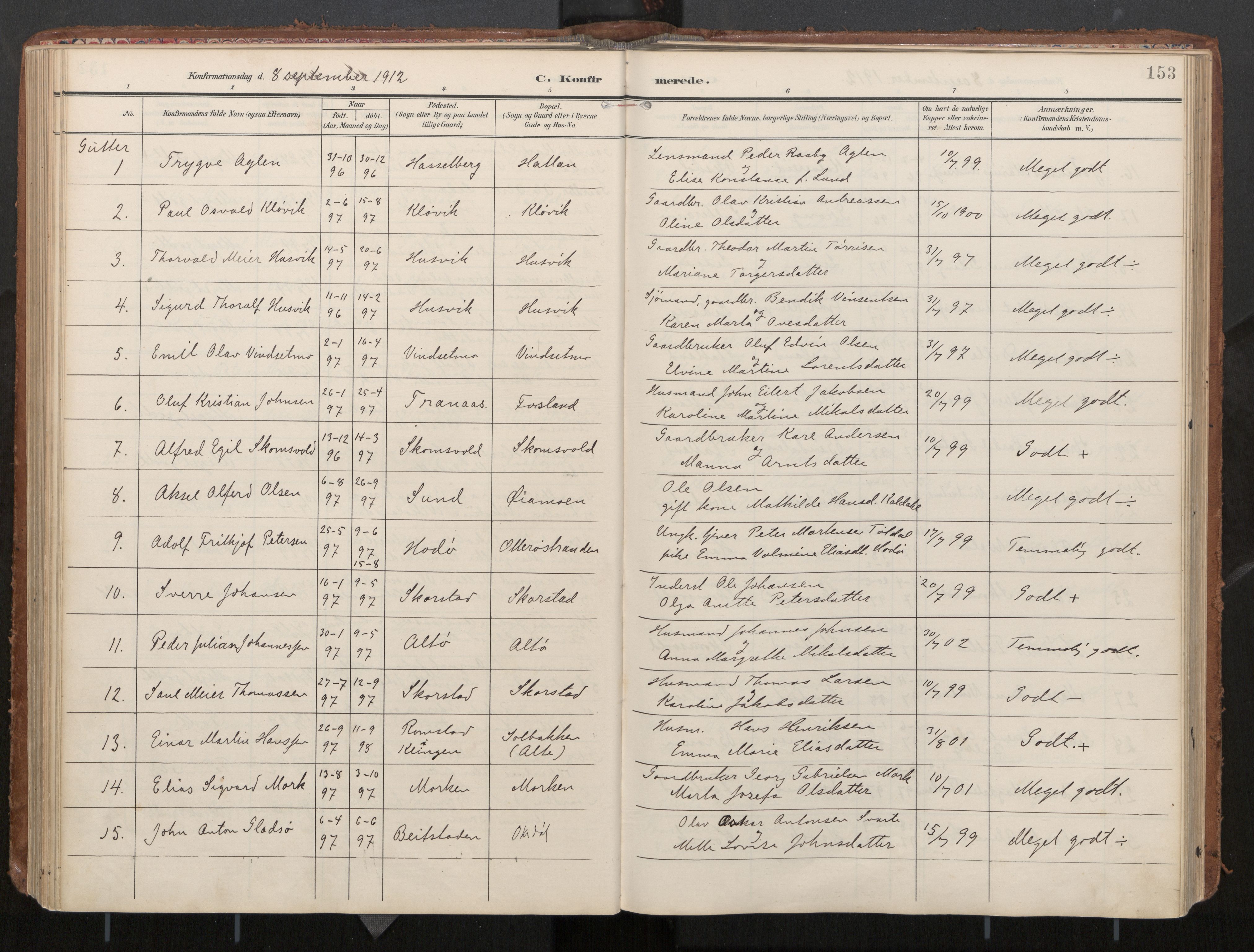 Ministerialprotokoller, klokkerbøker og fødselsregistre - Nord-Trøndelag, AV/SAT-A-1458/774/L0629: Parish register (official), 1904-1926, p. 153