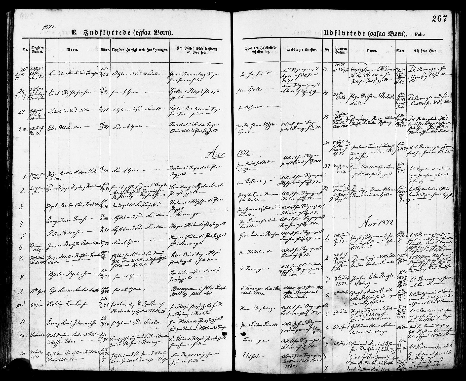 Håland sokneprestkontor, SAST/A-101802/001/30BA/L0009: Parish register (official) no. A 8, 1871-1882, p. 267