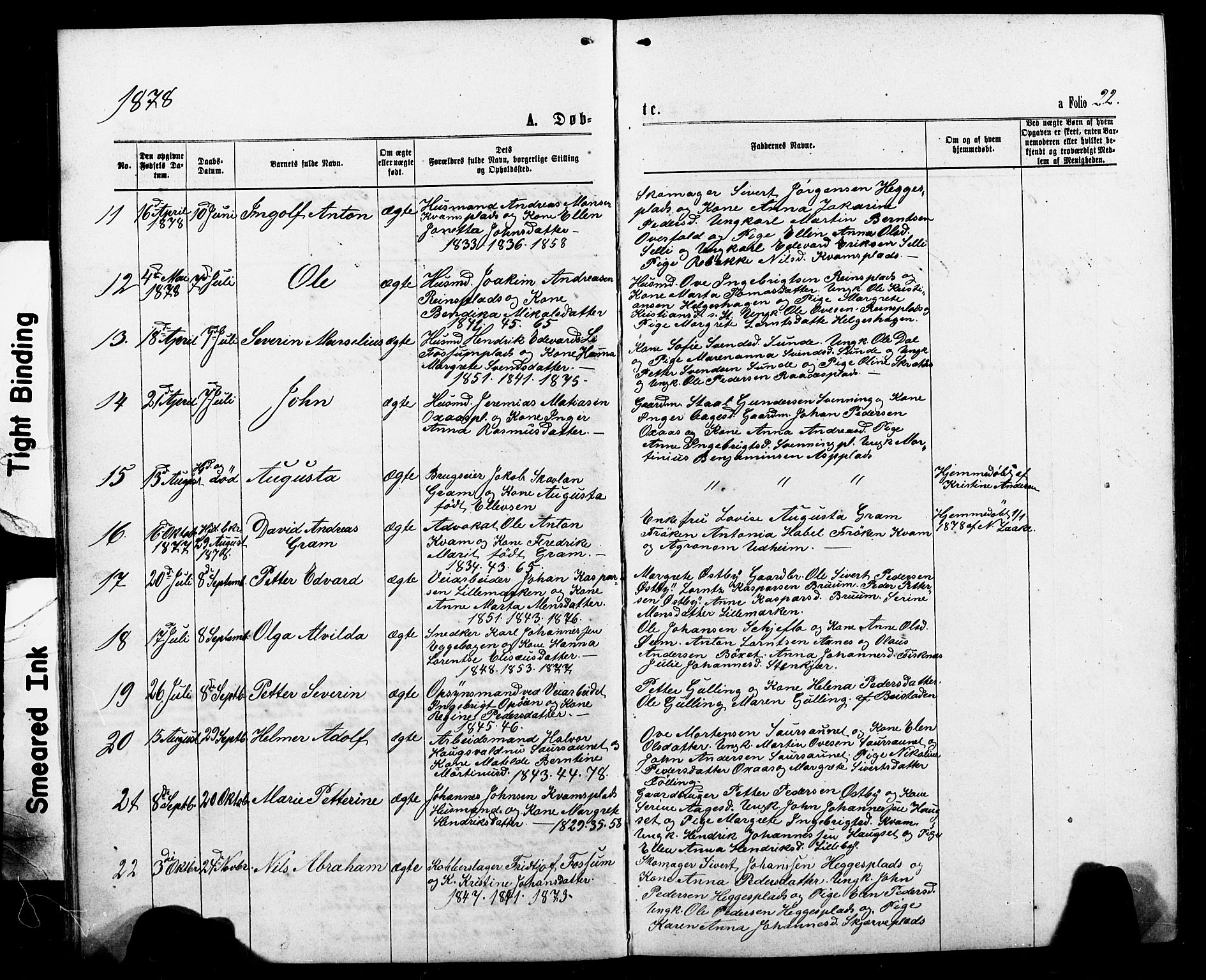 Ministerialprotokoller, klokkerbøker og fødselsregistre - Nord-Trøndelag, SAT/A-1458/740/L0380: Parish register (copy) no. 740C01, 1868-1902, p. 22