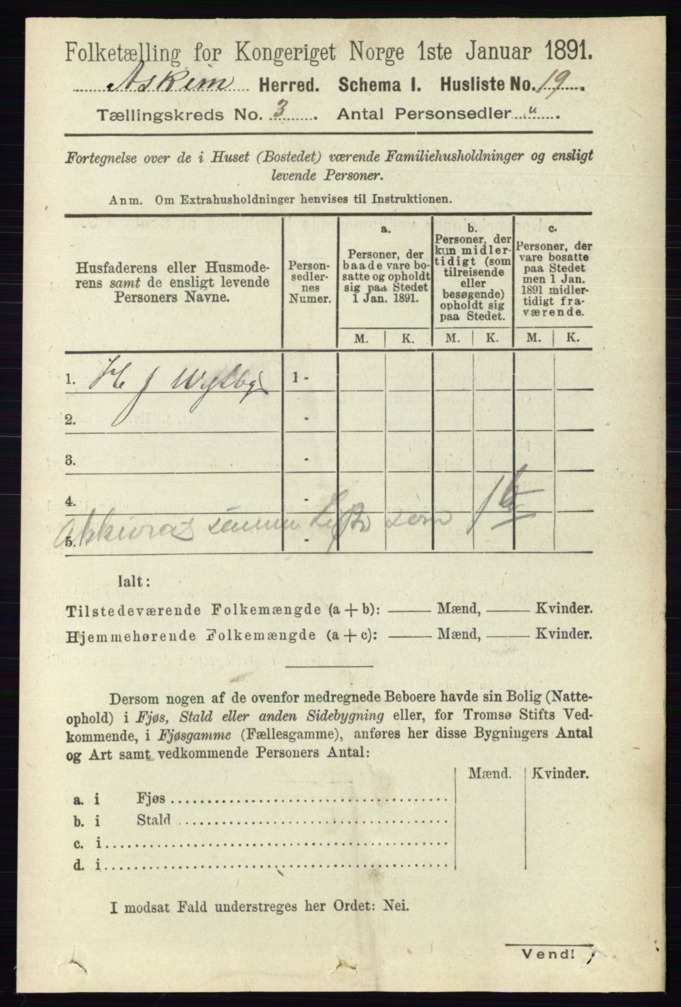 RA, 1891 census for 0124 Askim, 1891, p. 364