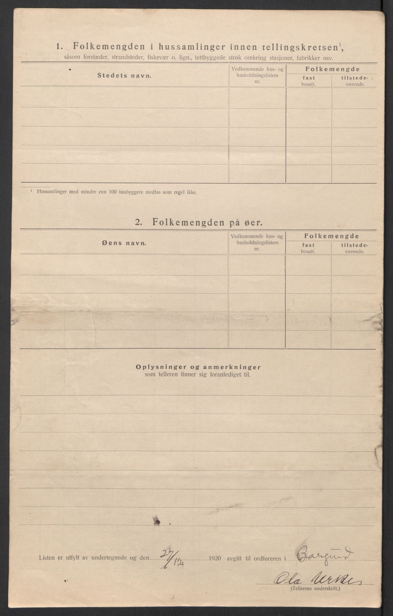 SAT, 1920 census for Borgund, 1920, p. 55