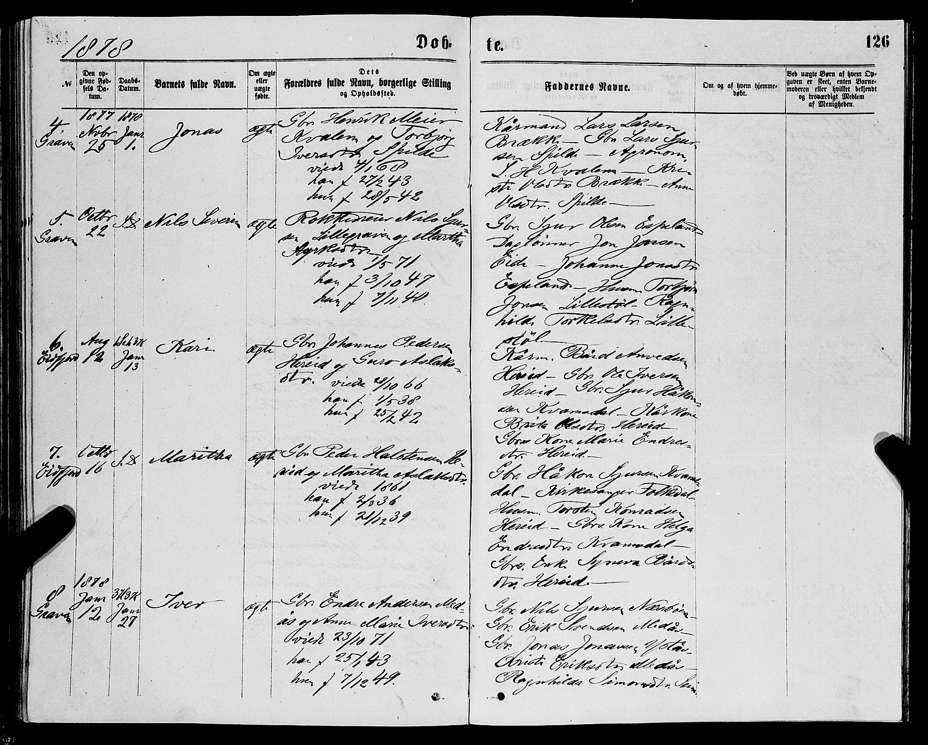 Ulvik sokneprestembete, AV/SAB-A-78801/H/Haa: Parish register (official) no. A 16, 1870-1878, p. 126