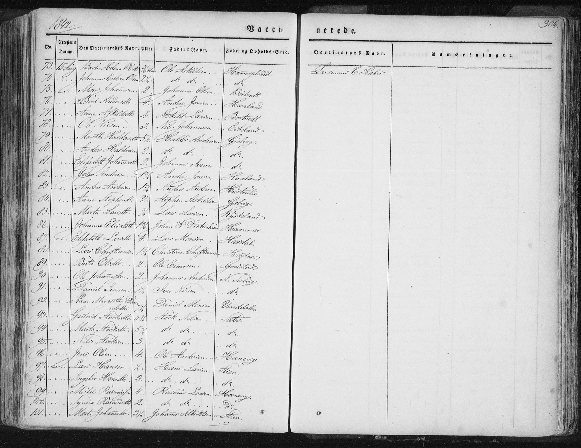 Hamre sokneprestembete, AV/SAB-A-75501/H/Ha/Haa/Haaa/L0012: Parish register (official) no. A 12, 1834-1845, p. 306