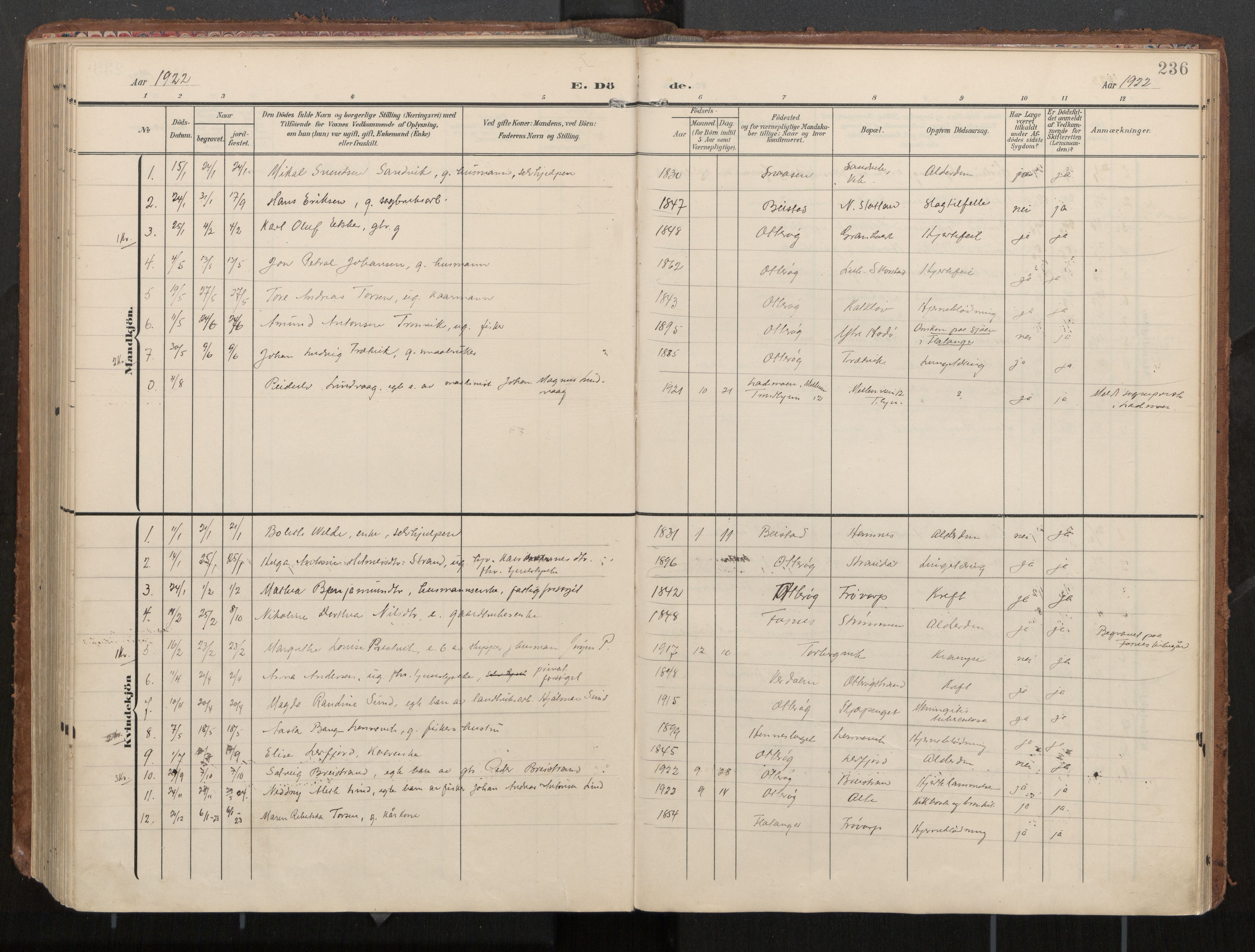 Ministerialprotokoller, klokkerbøker og fødselsregistre - Nord-Trøndelag, AV/SAT-A-1458/774/L0629: Parish register (official), 1904-1926, p. 236