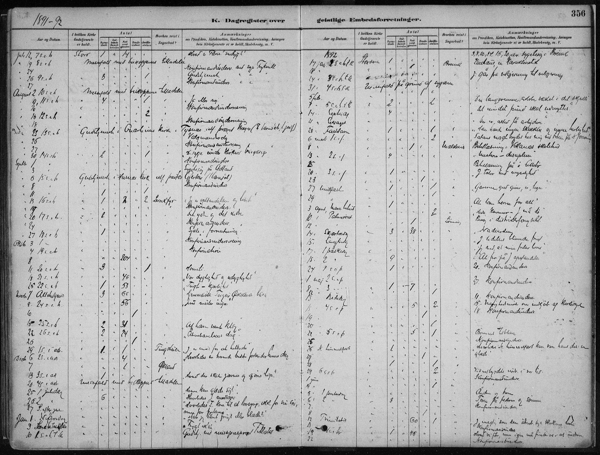 Stord sokneprestembete, SAB/A-78201/H/Haa: Parish register (official) no. B 2, 1878-1913, p. 356