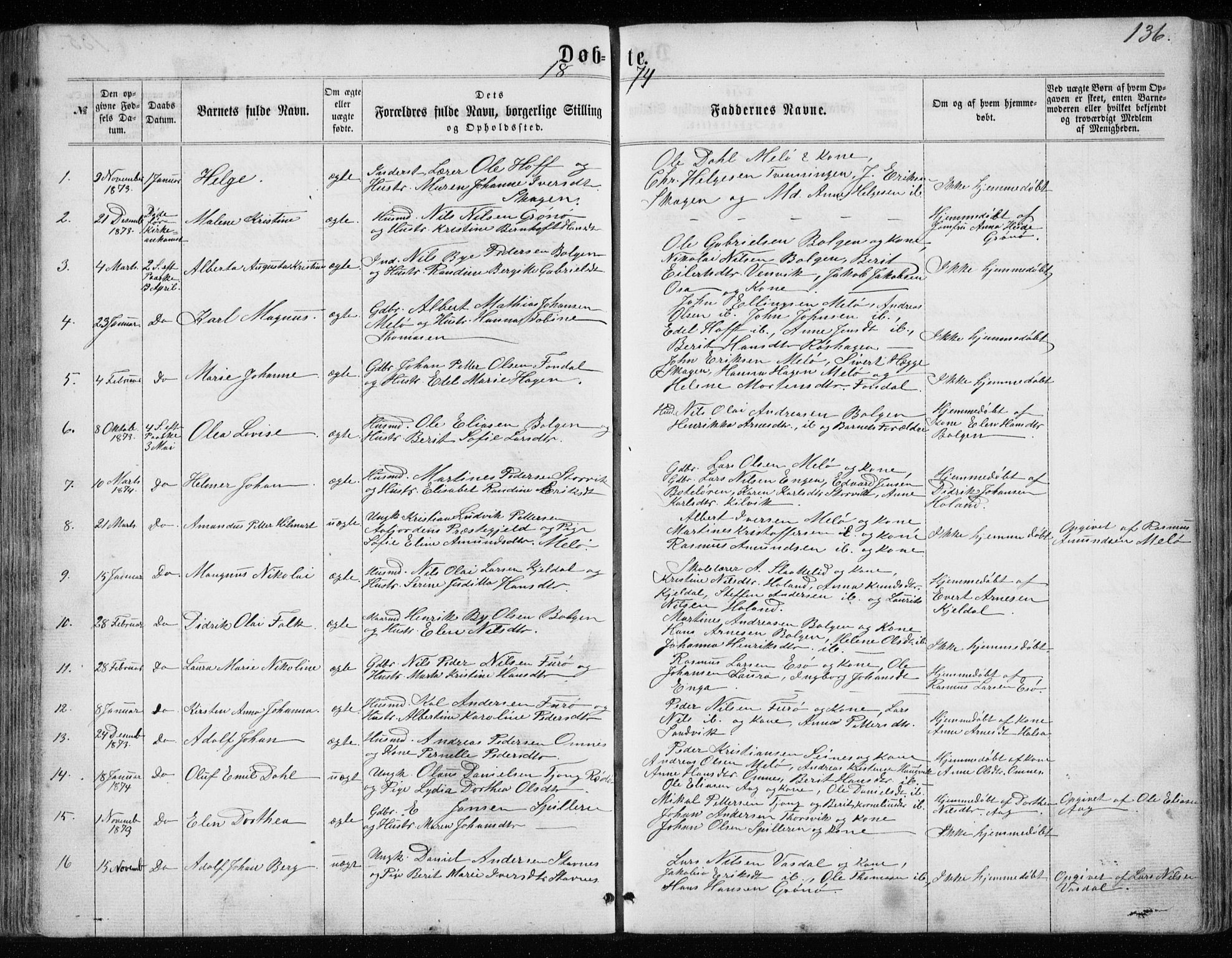 Ministerialprotokoller, klokkerbøker og fødselsregistre - Nordland, SAT/A-1459/843/L0634: Parish register (copy) no. 843C03, 1860-1884, p. 136