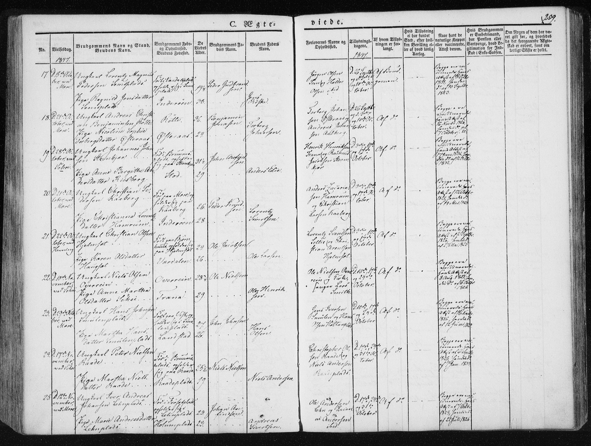 Ministerialprotokoller, klokkerbøker og fødselsregistre - Nord-Trøndelag, SAT/A-1458/735/L0339: Parish register (official) no. 735A06 /1, 1836-1848, p. 239