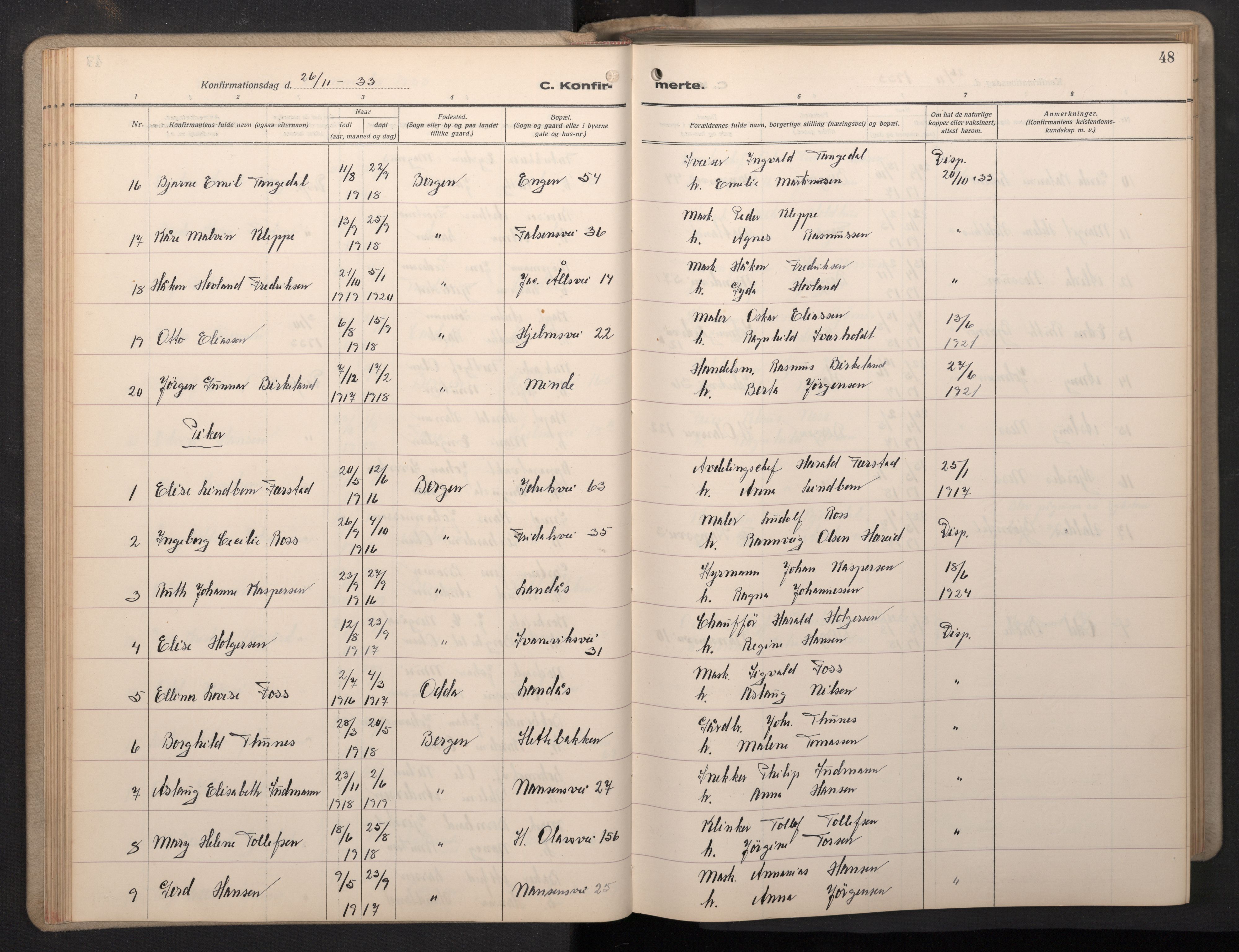 Årstad Sokneprestembete, AV/SAB-A-79301/H/Hab/L0015: Parish register (copy) no. B 5, 1932-1945, p. 47b-48a