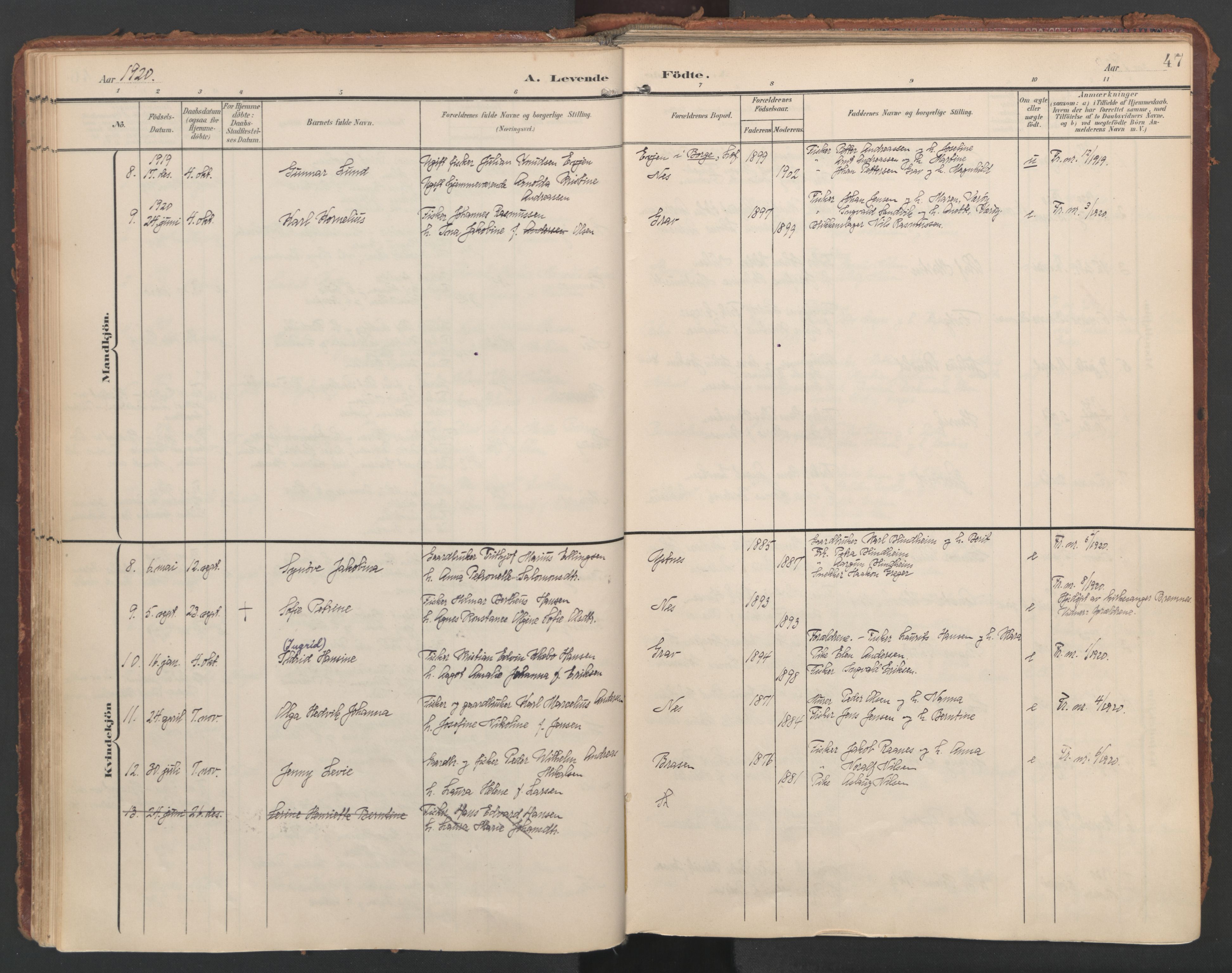 Ministerialprotokoller, klokkerbøker og fødselsregistre - Nordland, SAT/A-1459/808/L0129: Parish register (official) no. 808A02, 1903-1931, p. 47