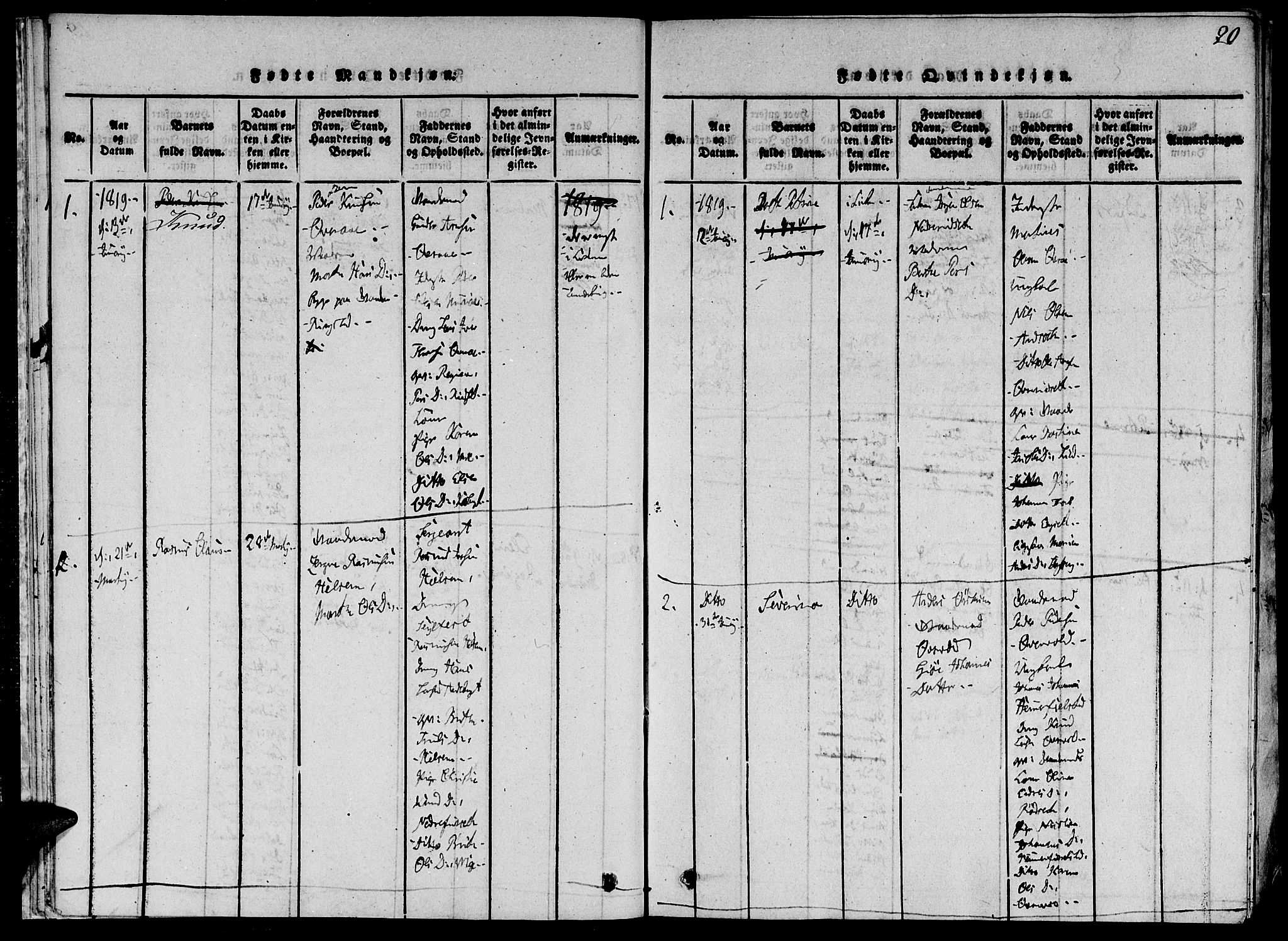 Ministerialprotokoller, klokkerbøker og fødselsregistre - Møre og Romsdal, AV/SAT-A-1454/520/L0273: Parish register (official) no. 520A03, 1817-1826, p. 20