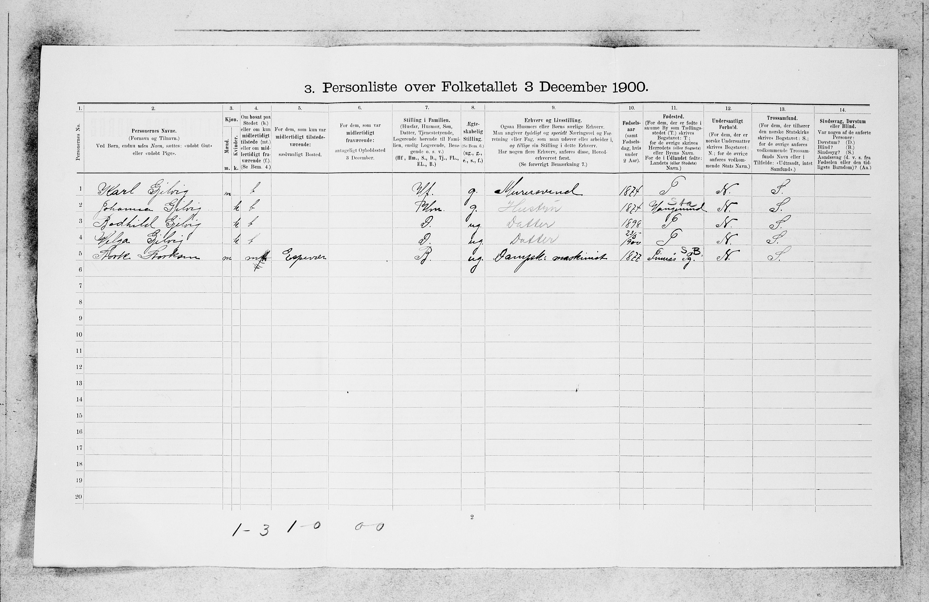 SAB, 1900 census for Bergen, 1900, p. 29762