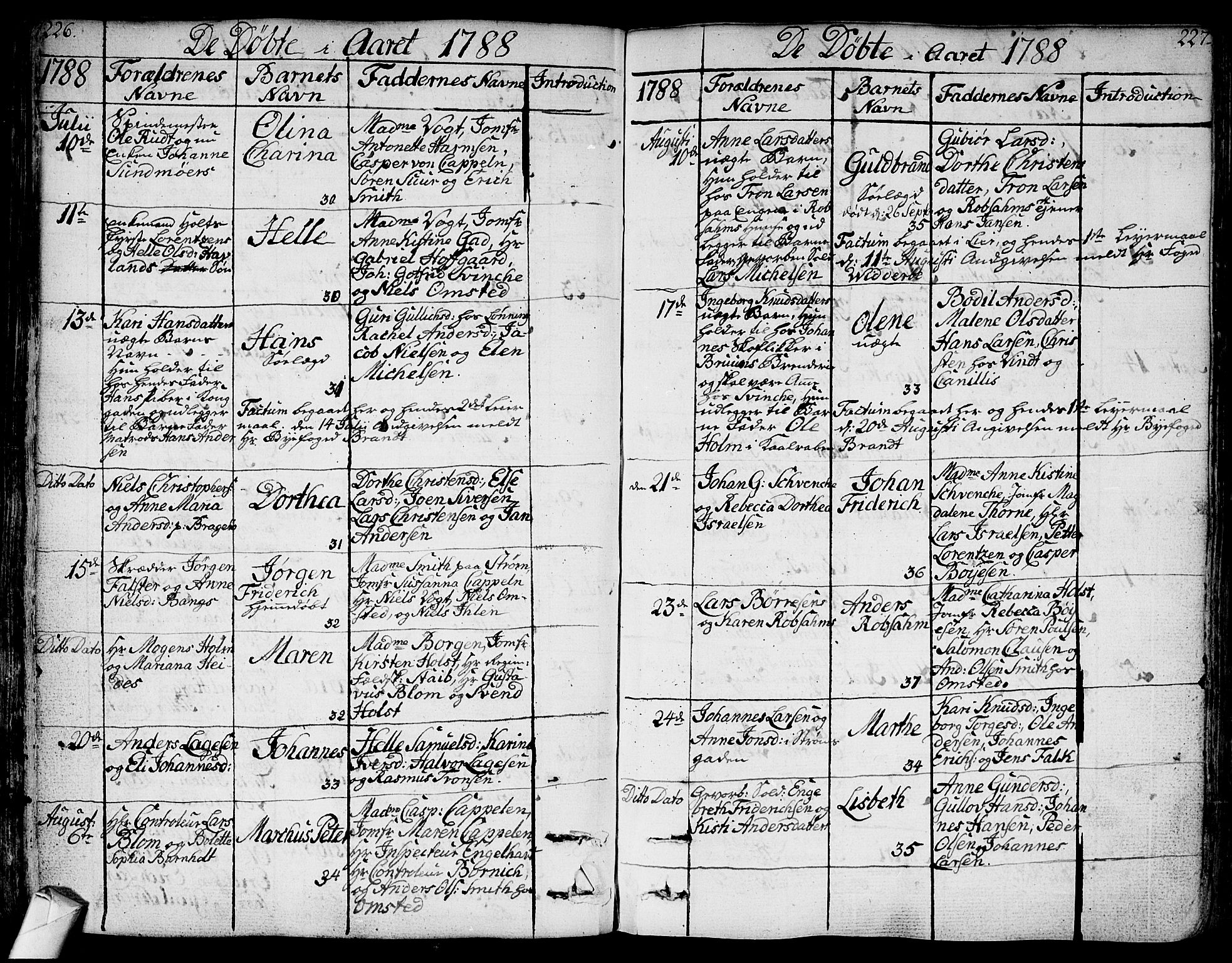 Bragernes kirkebøker, AV/SAKO-A-6/F/Fa/L0006a: Parish register (official) no. I 6, 1782-1814, p. 226-227