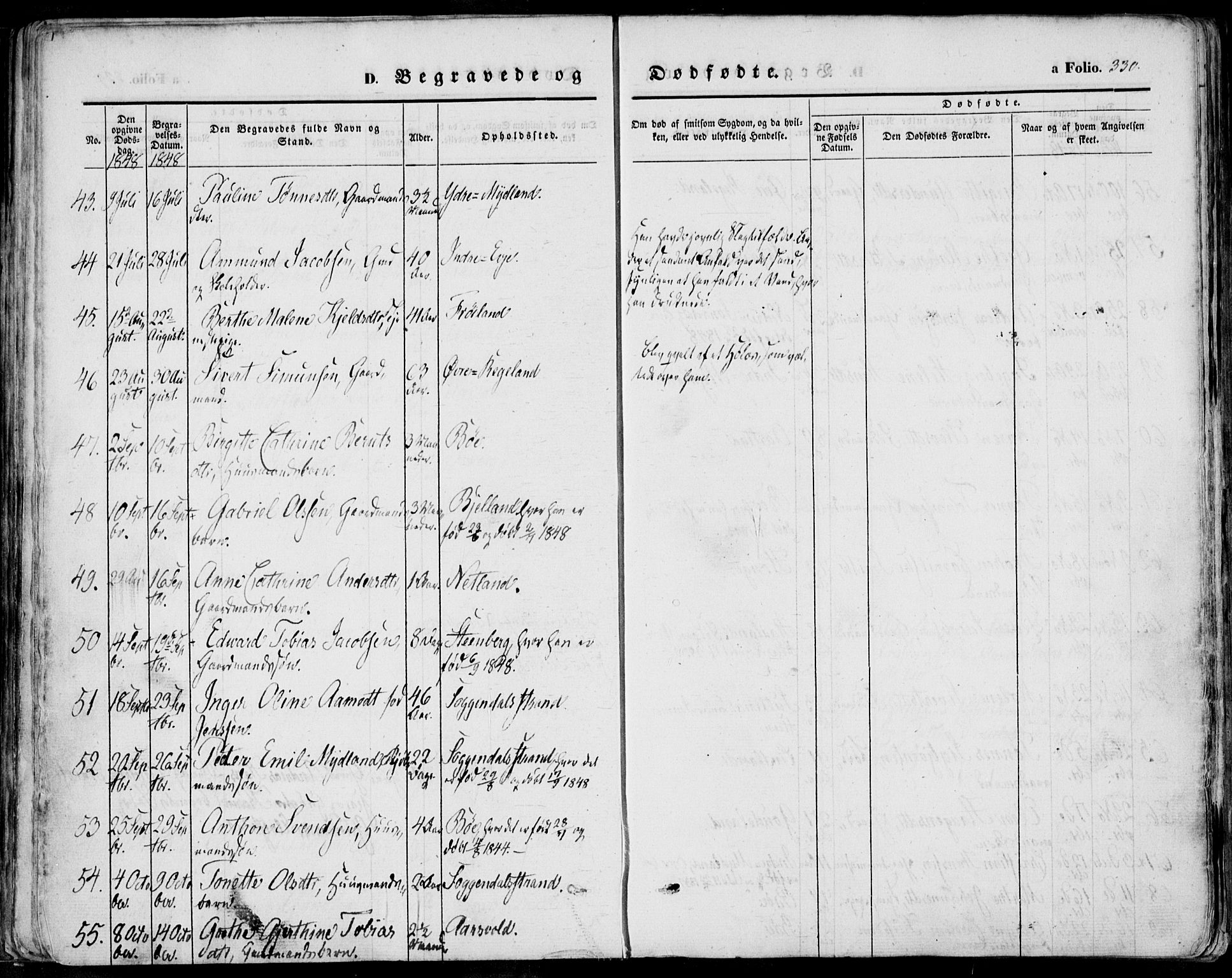 Sokndal sokneprestkontor, SAST/A-101808: Parish register (official) no. A 8.2, 1842-1857, p. 330
