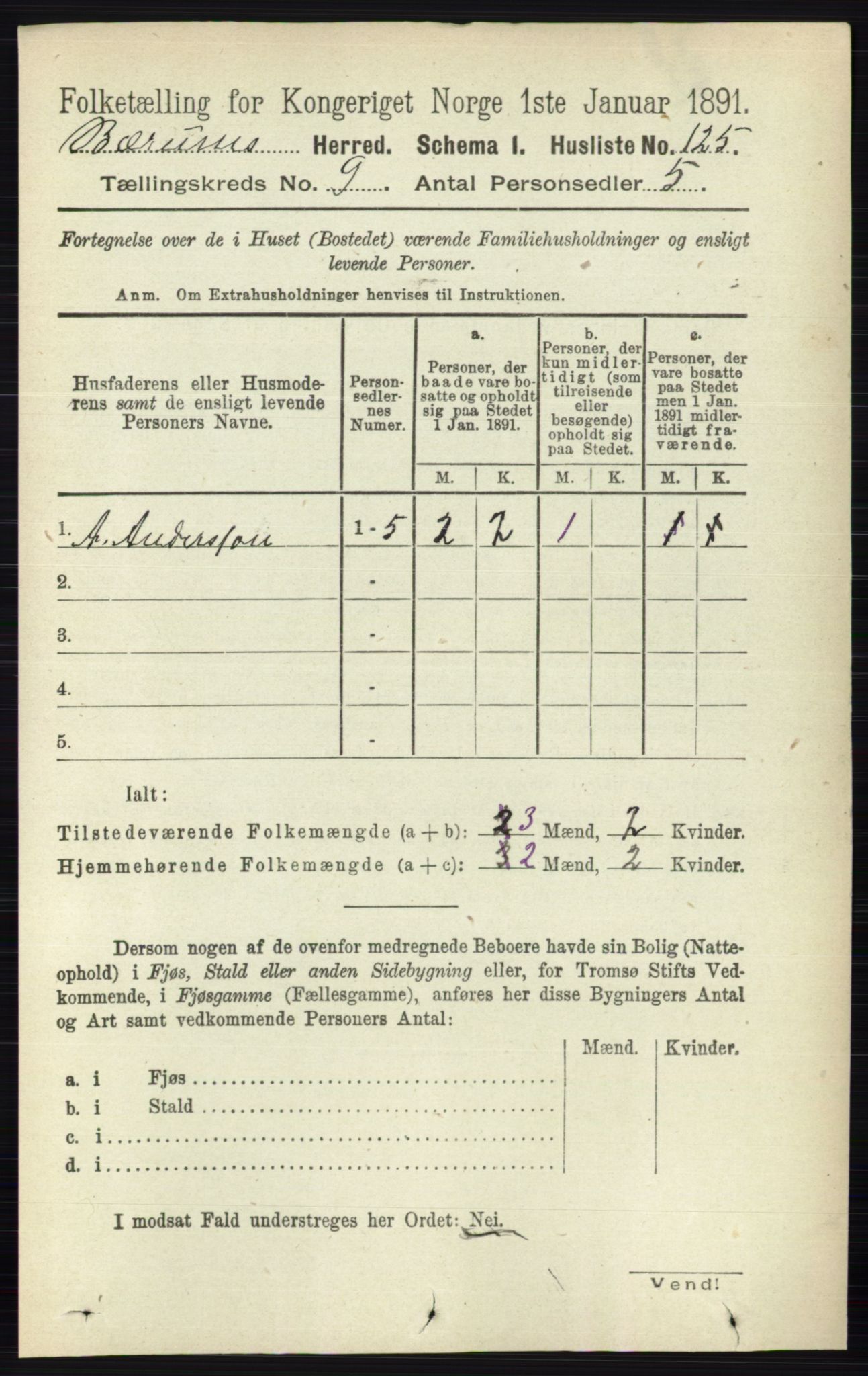 RA, 1891 census for 0219 Bærum, 1891, p. 5109