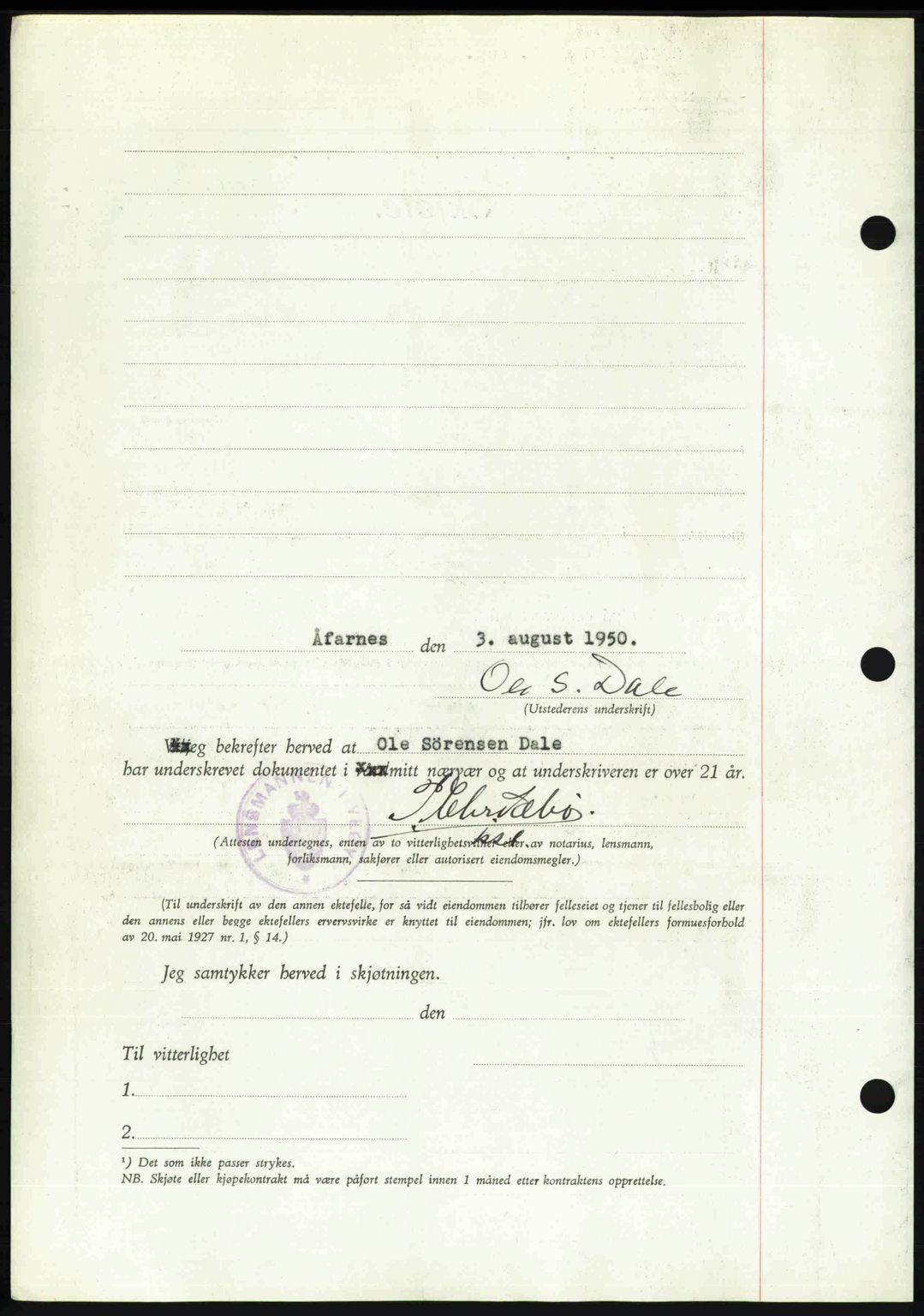 Romsdal sorenskriveri, AV/SAT-A-4149/1/2/2C: Mortgage book no. A34, 1950-1950, Diary no: : 2649/1950