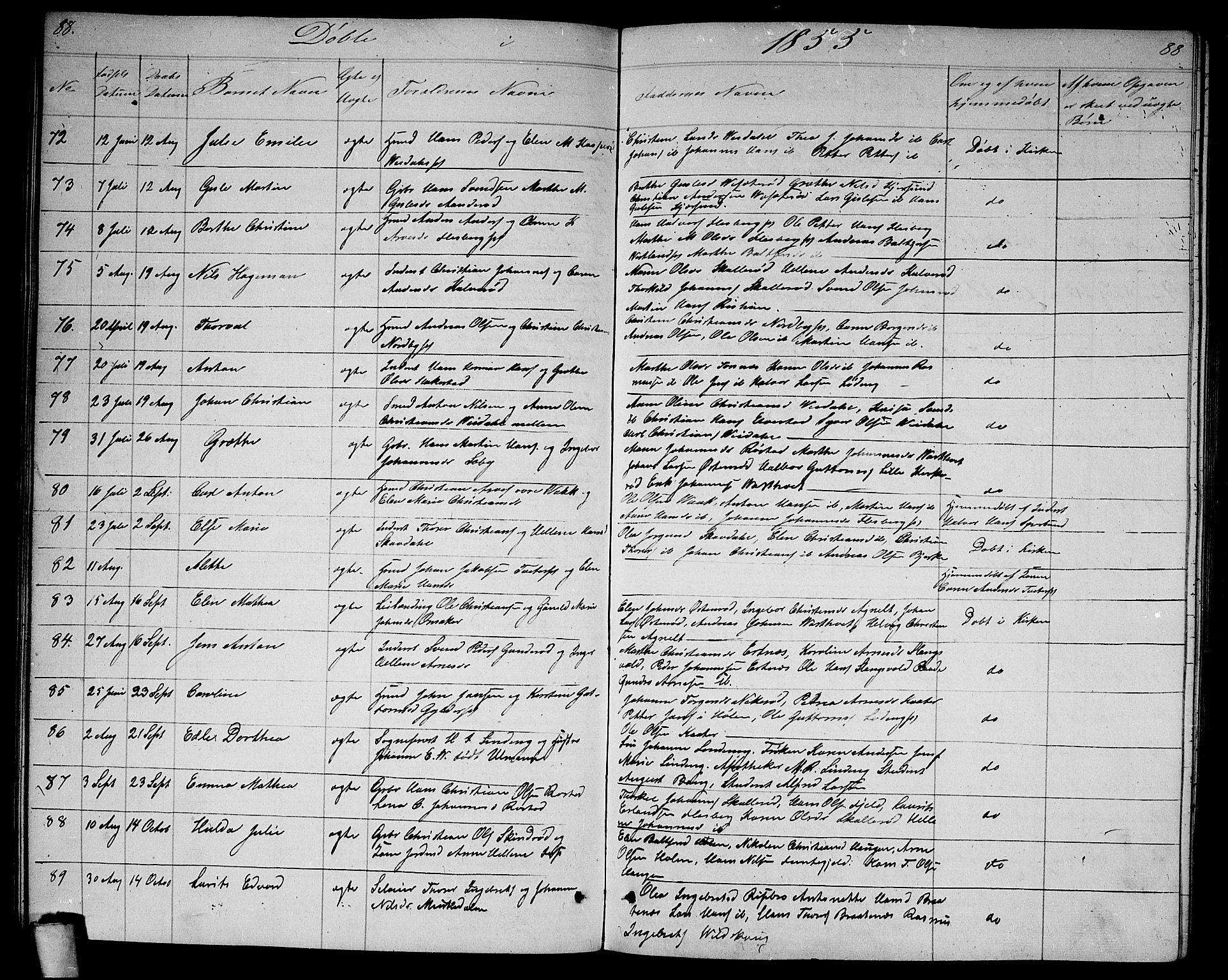 Våler prestekontor Kirkebøker, AV/SAO-A-11083/G/Ga/L0002: Parish register (copy) no. I 2, 1839-1860, p. 88