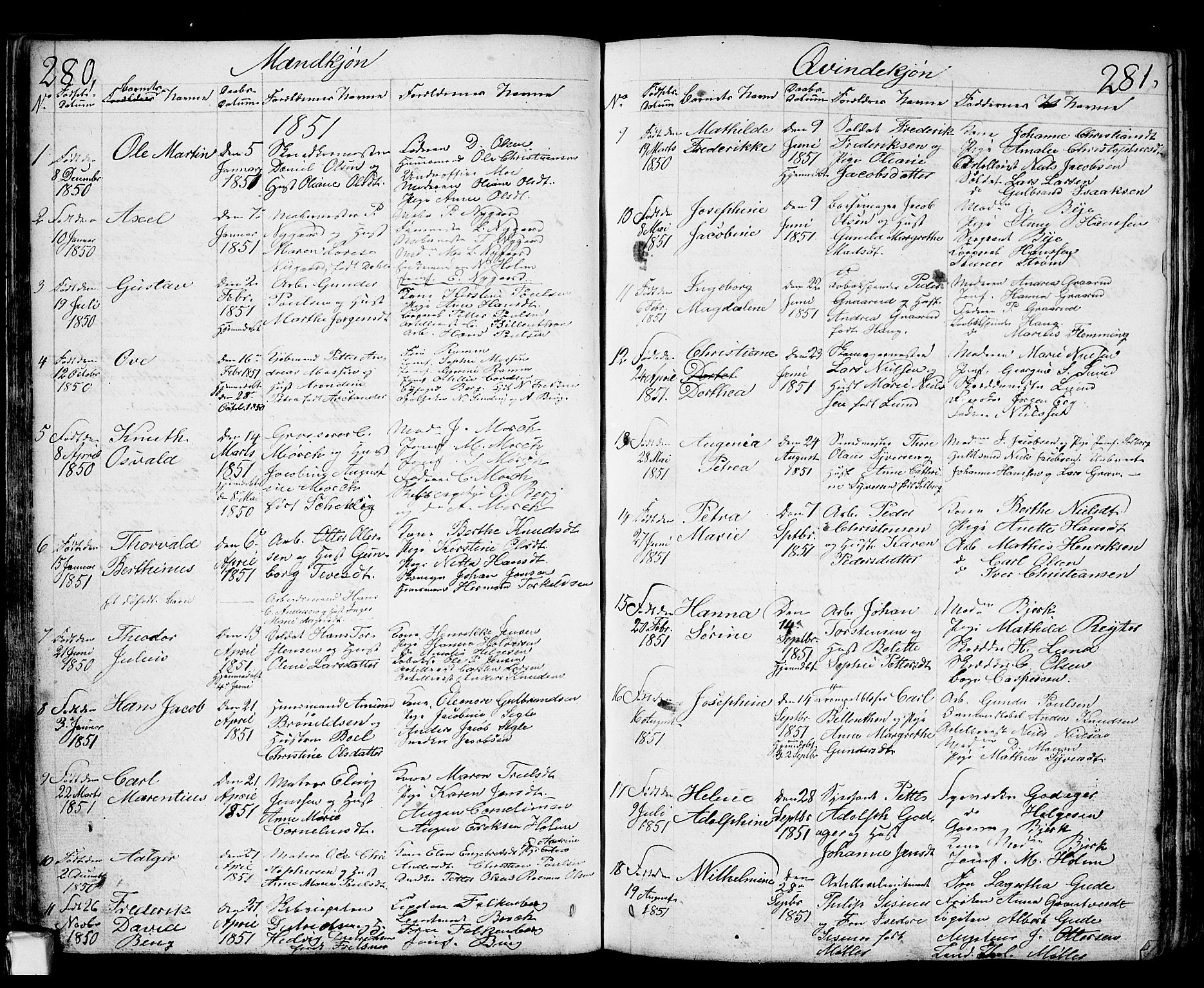 Fredrikstad prestekontor Kirkebøker, SAO/A-11082/G/Ga/L0001: Parish register (copy) no. 1, 1824-1879, p. 280-281