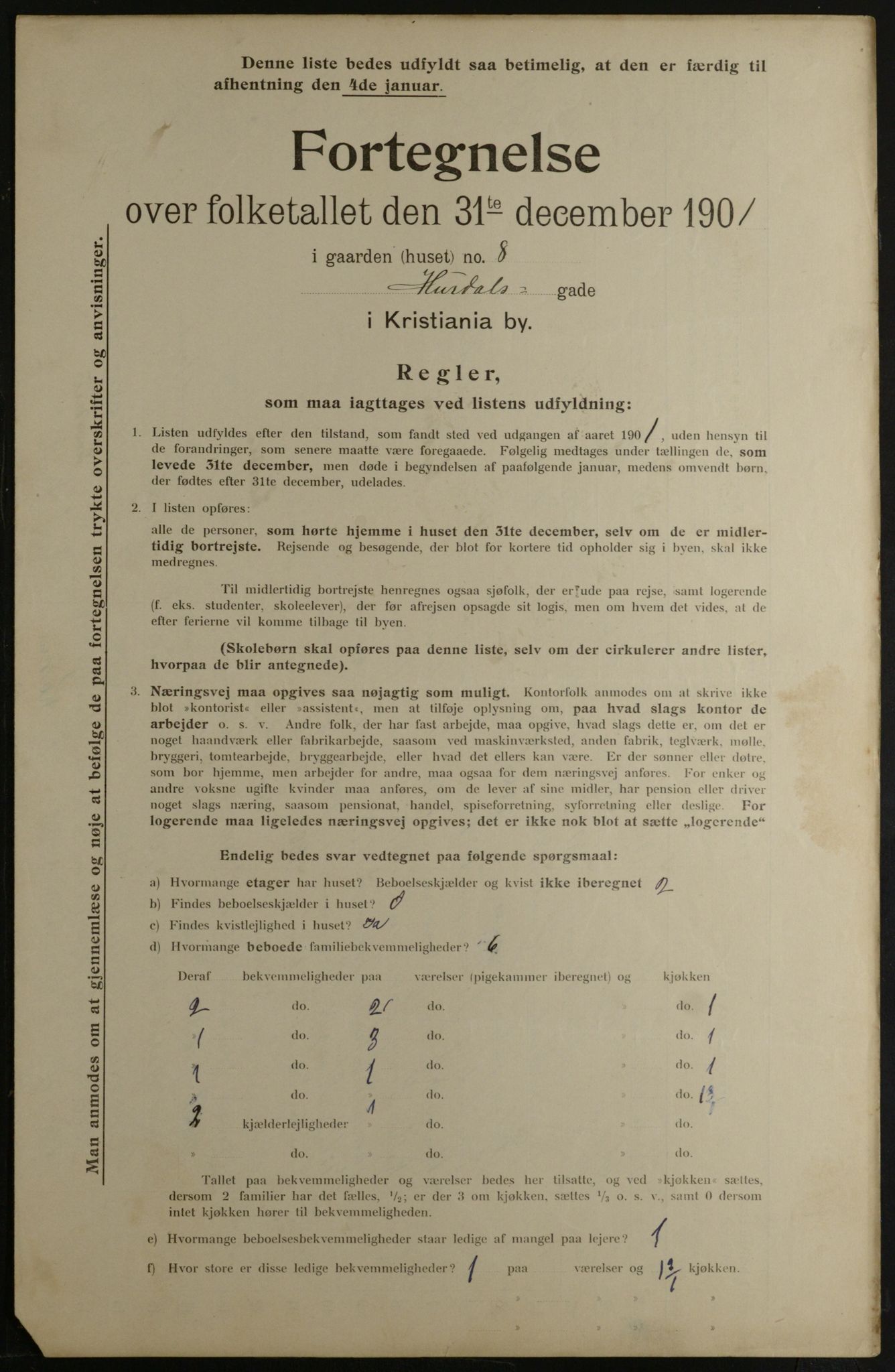 OBA, Municipal Census 1901 for Kristiania, 1901, p. 6663