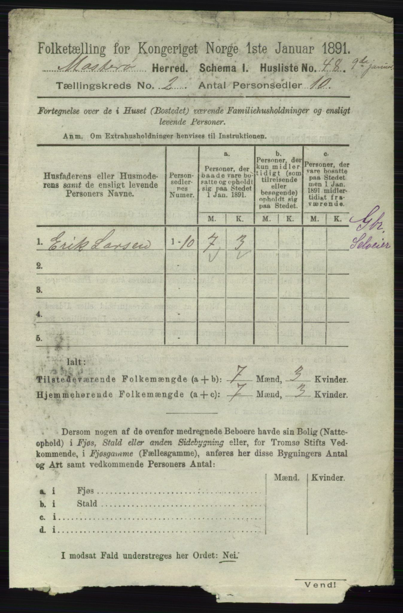 RA, 1891 census for 1143 Mosterøy, 1891, p. 617