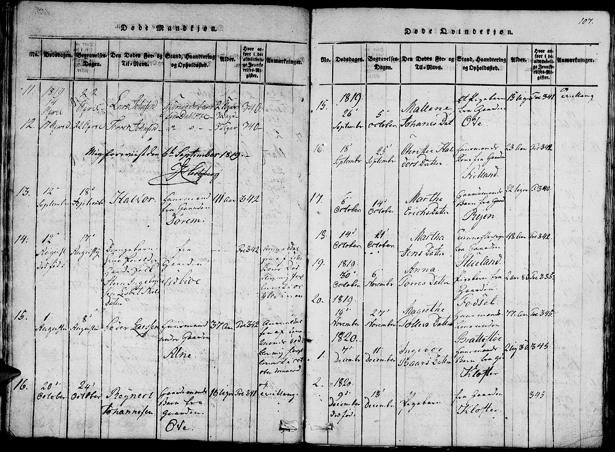 Fjelberg sokneprestembete, AV/SAB-A-75201/H/Haa: Parish register (official) no. A 4, 1816-1822, p. 107