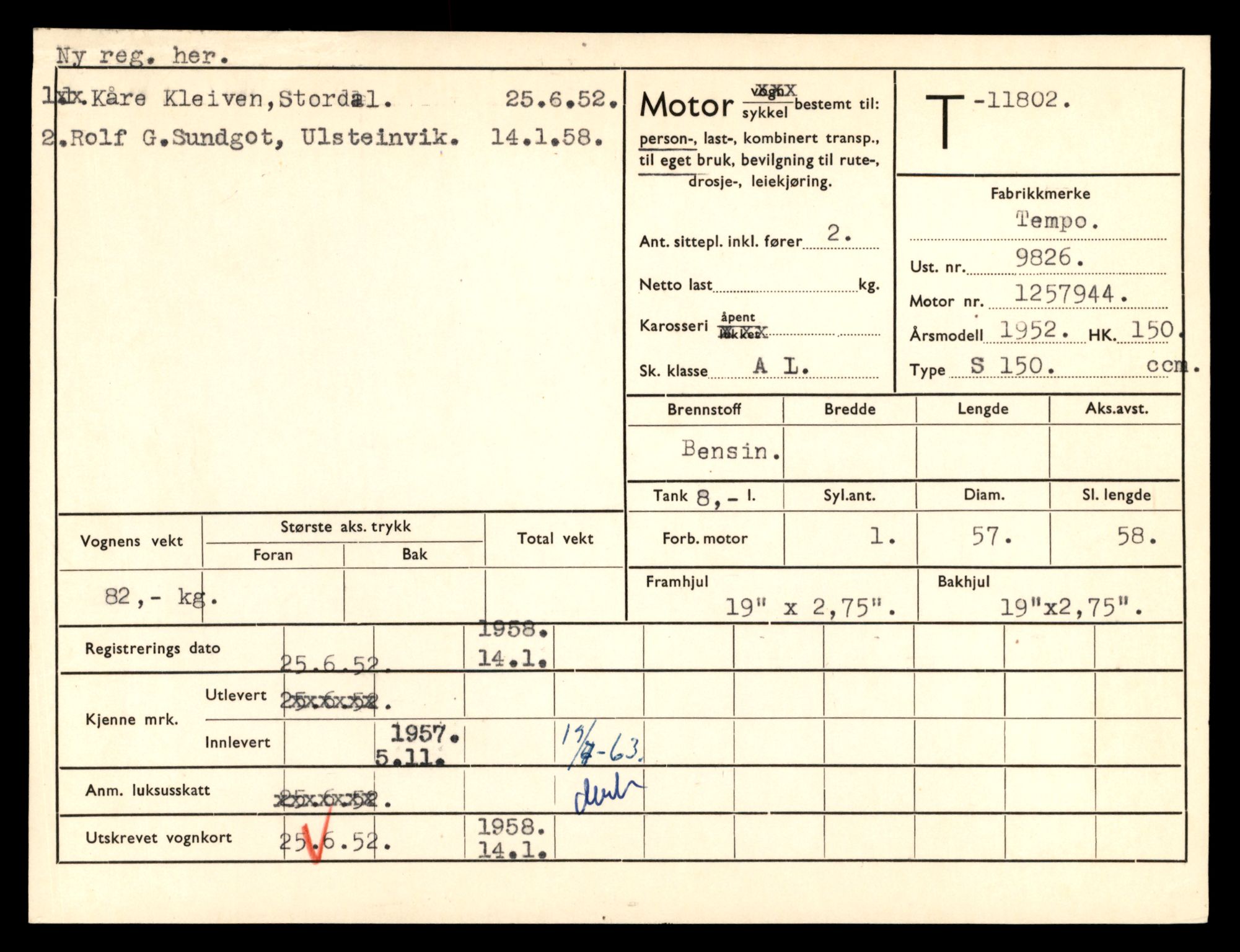 Møre og Romsdal vegkontor - Ålesund trafikkstasjon, AV/SAT-A-4099/F/Fe/L0031: Registreringskort for kjøretøy T 11800 - T 11996, 1927-1998, p. 39