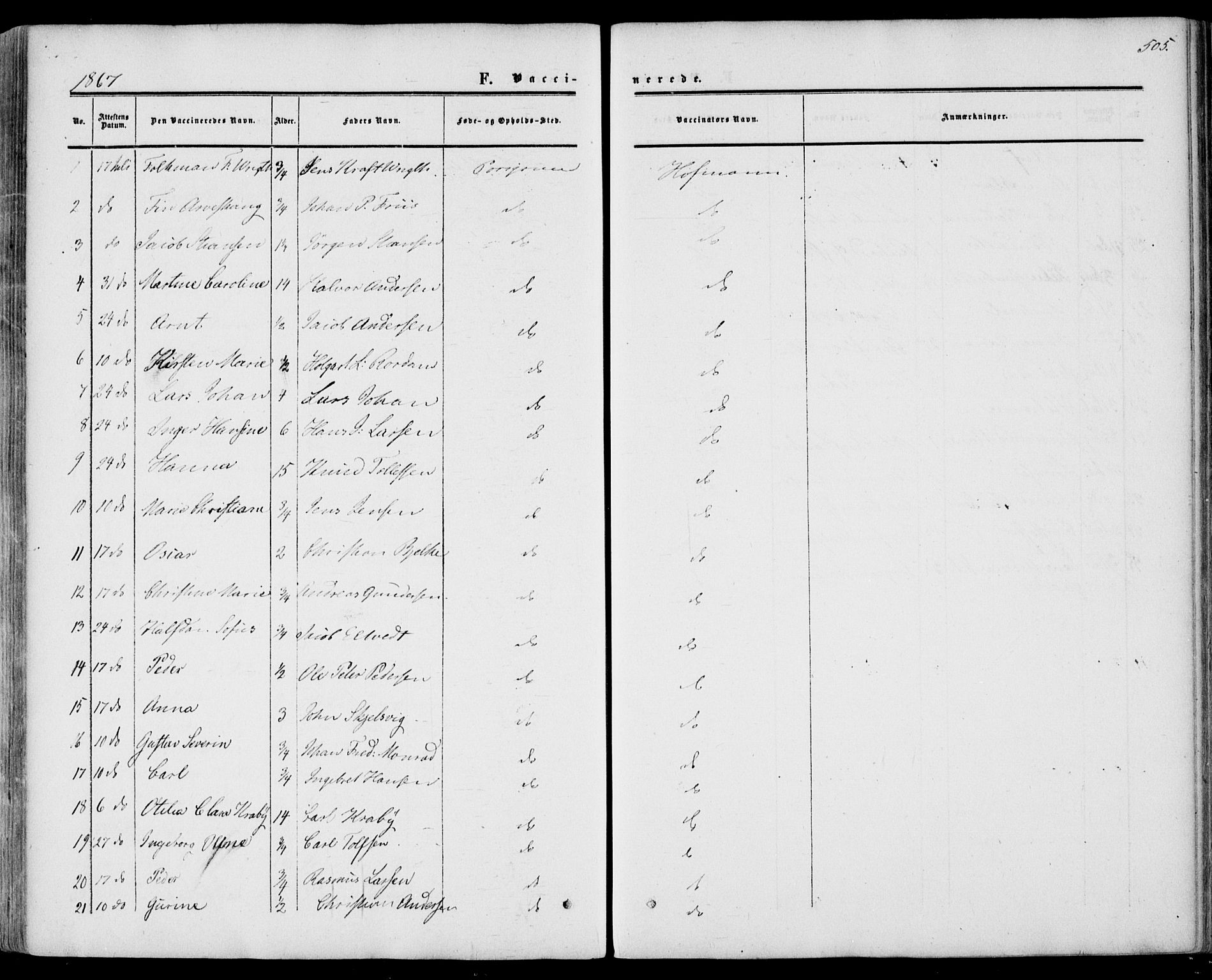 Porsgrunn kirkebøker , SAKO/A-104/F/Fa/L0007: Parish register (official) no. 7, 1858-1877, p. 505